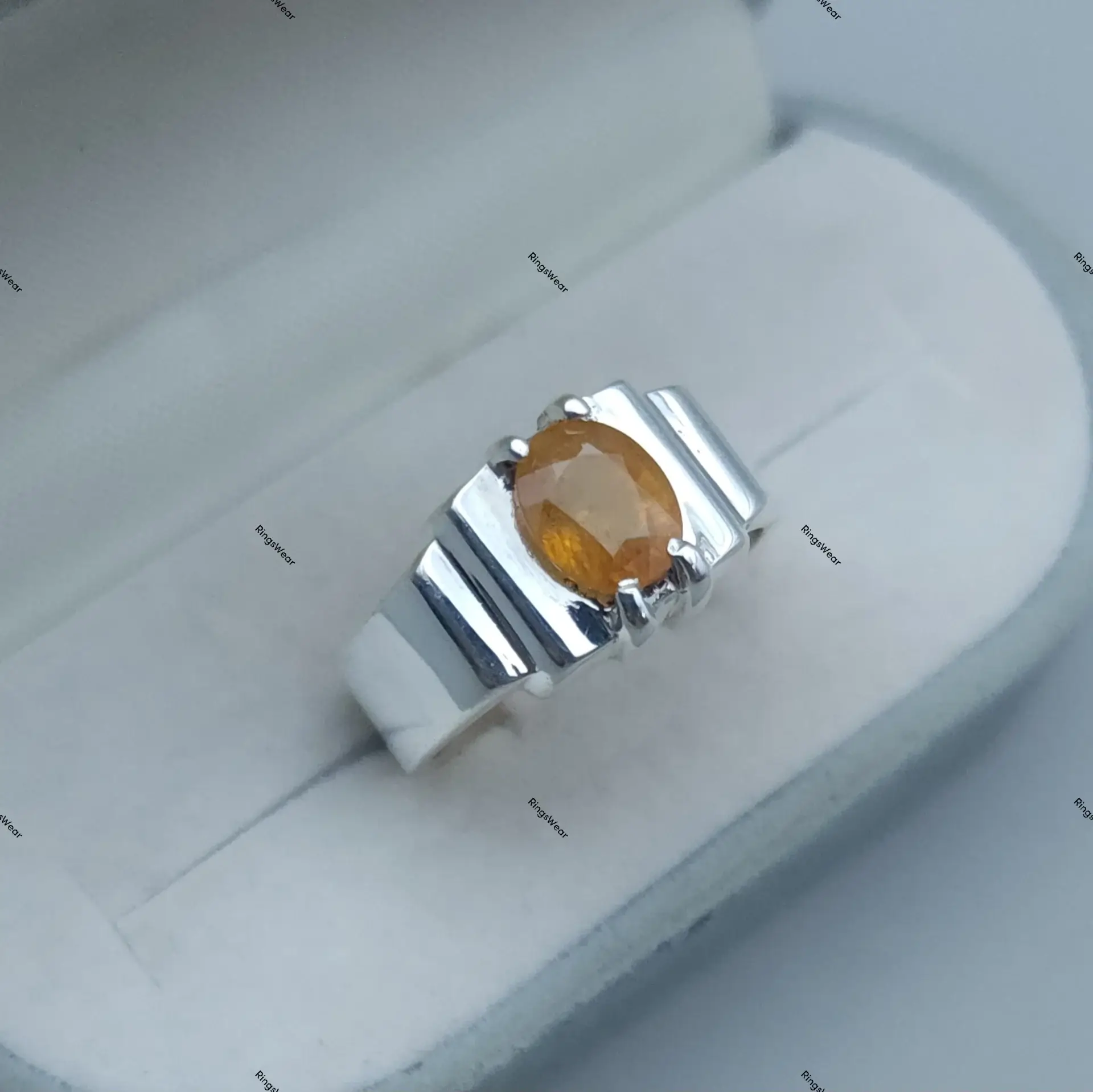 Yellow Stone Ring For Men Natural Sapphire In 925 Silver 1 Yellow Stone Ring
