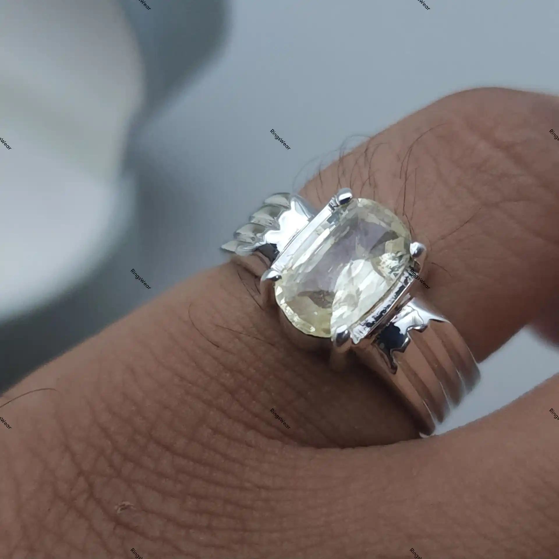Pale Yellow Sapphire Engagement Ring In 925 Sterling Silver 7 Pale Yellow Sapphire Engagement Ring