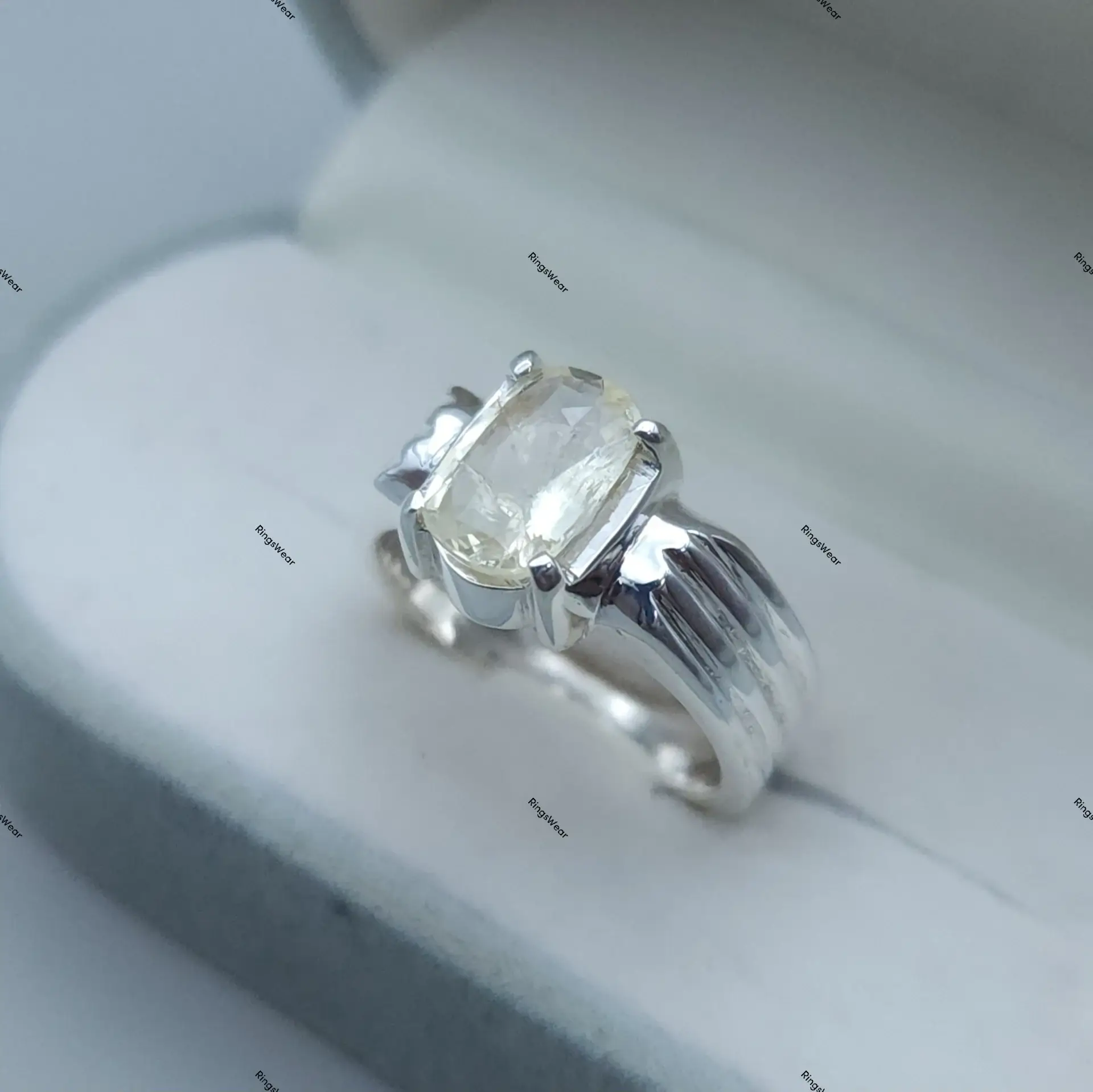 Pale Yellow Sapphire Engagement Ring In 925 Sterling Silver 6 Pale Yellow Sapphire Engagement Ring