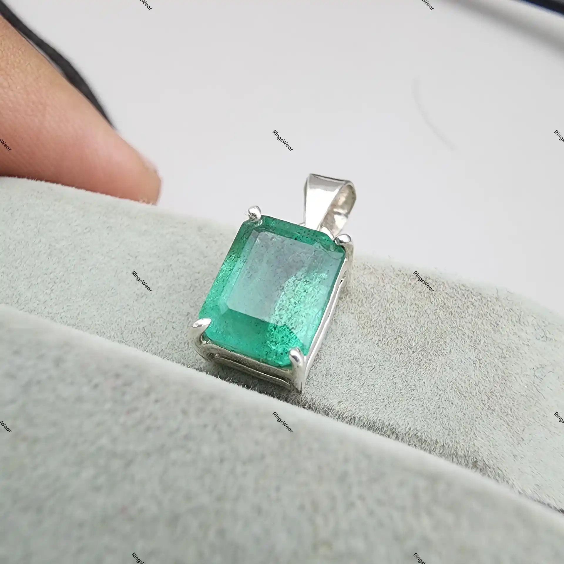 Solitaire Emerald Necklace Natural Green Stone In 925 Silver 1 Solitaire Emerald Necklace