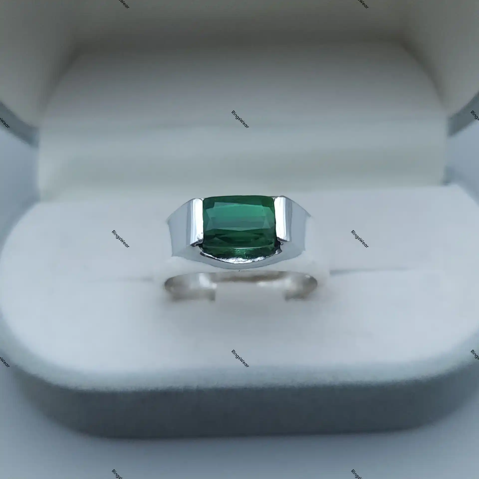 Mens Tourmaline Ring Natural Green Stone In 925 Silver 3 Mens Tourmaline Ring Natural Green Stone In 925 Silver - Image 3