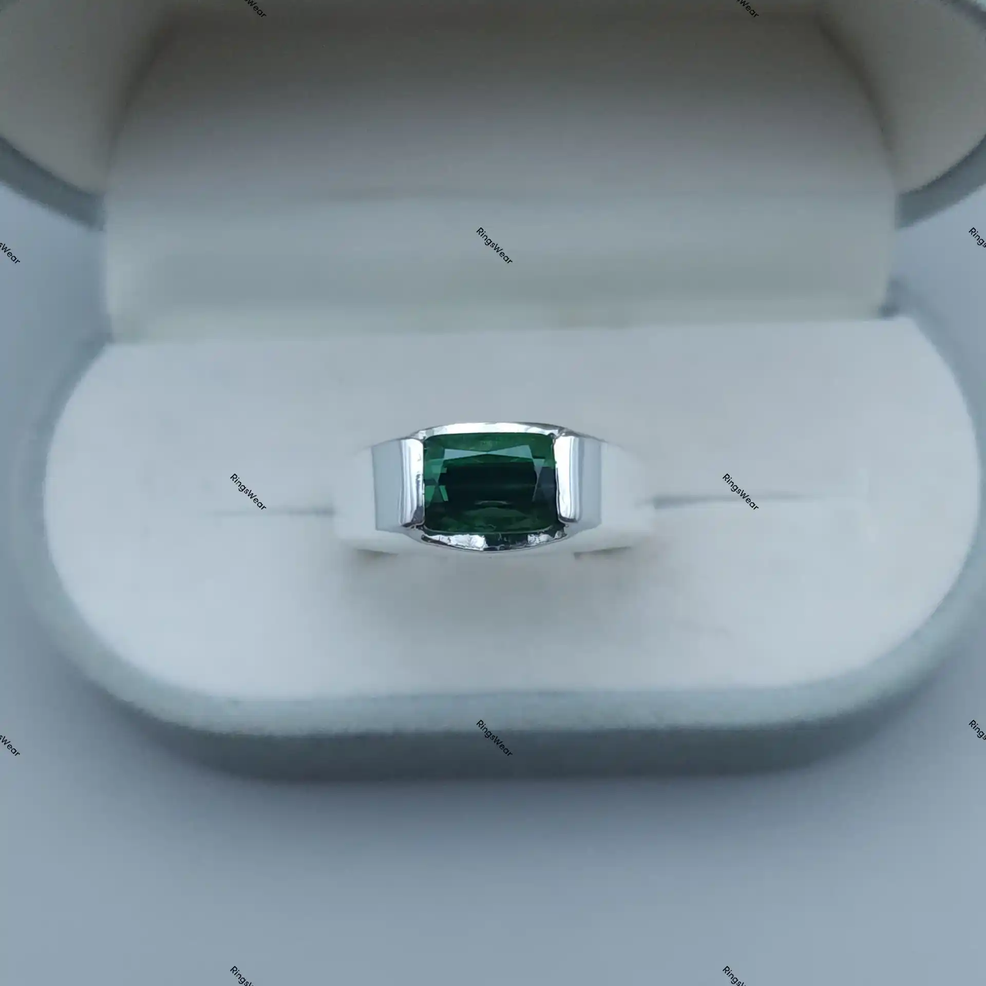 Mens Tourmaline Ring Natural Green Stone In 925 Silver 4 Mens Tourmaline Ring Natural Green Stone In 925 Silver - Image 4