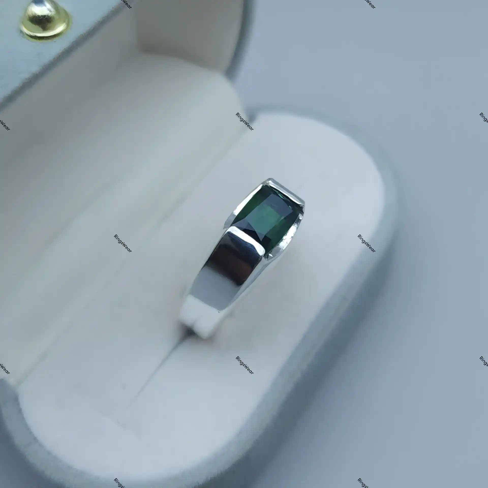 Mens Tourmaline Ring Natural Green Stone In 925 Silver 6 Mens Tourmaline Ring Natural Green Stone In 925 Silver - Image 6