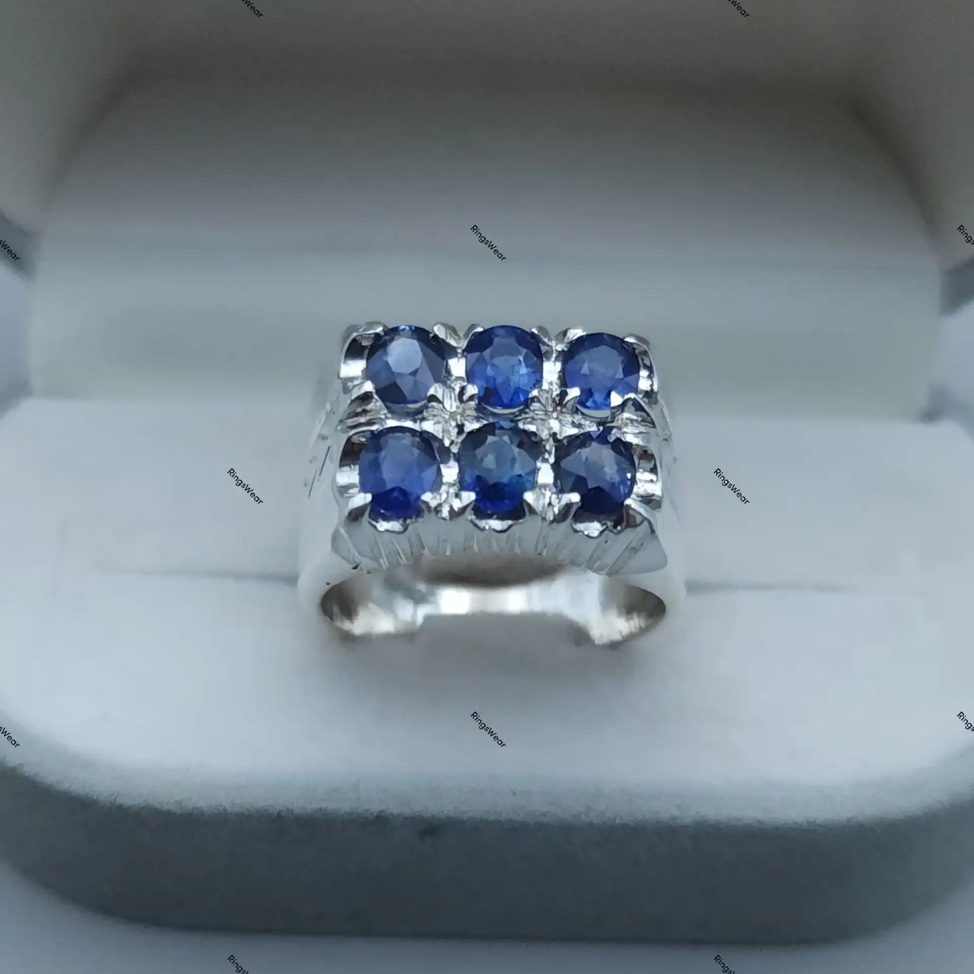 Mens Blue Sapphire Rings Ceylon In 925 Sterling Silver 4 Mens Blue Sapphire Rings Ceylon In 925 Sterling Silver - Image 4