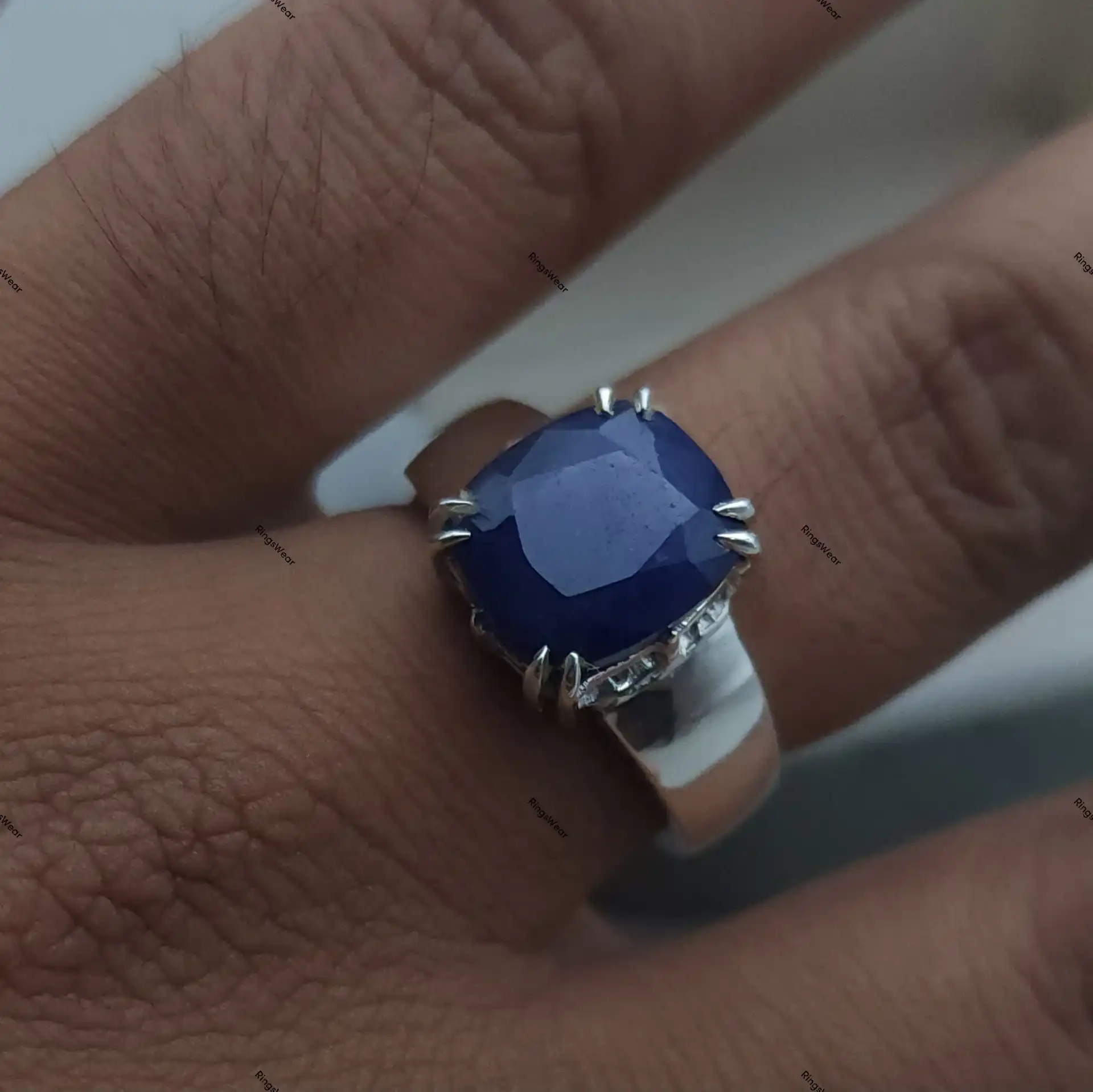 10 Carat Sapphire Ring For Men In 925 Sterling Silver 9 10 Carat Sapphire Ring For Men In 925 Sterling Silver - Image 9