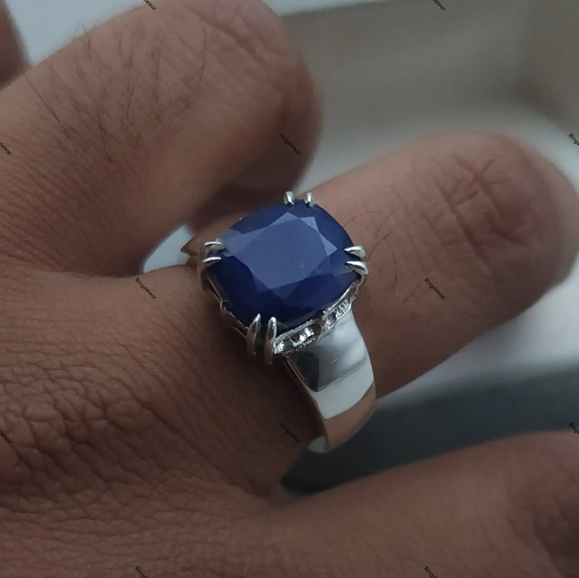 10 Carat Sapphire Ring For Men In 925 Sterling Silver 8 10 Carat Sapphire Ring For Men In 925 Sterling Silver - Image 8