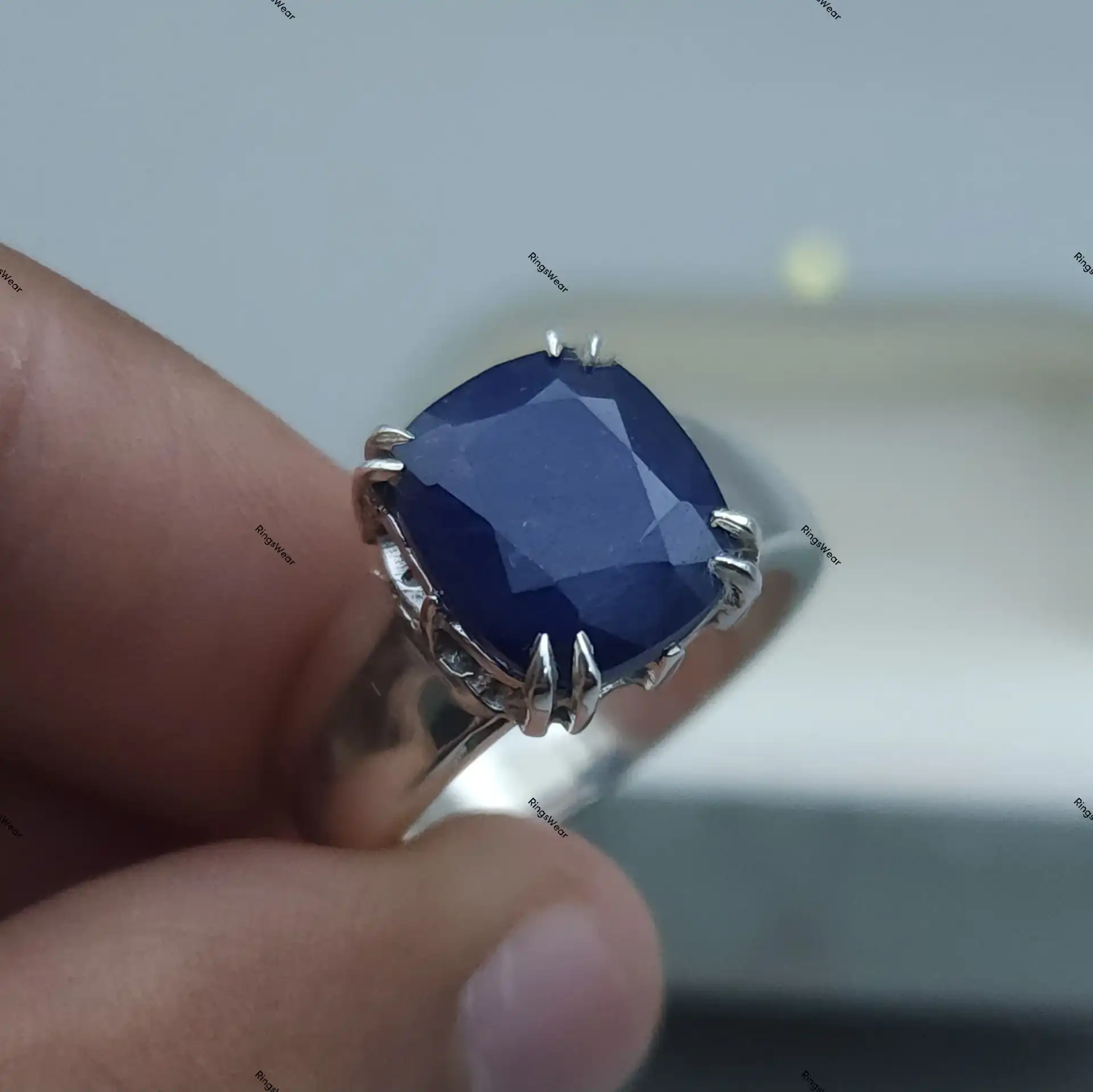 10 Carat Sapphire Ring For Men In 925 Sterling Silver 7 10 Carat Sapphire Ring For Men In 925 Sterling Silver - Image 7
