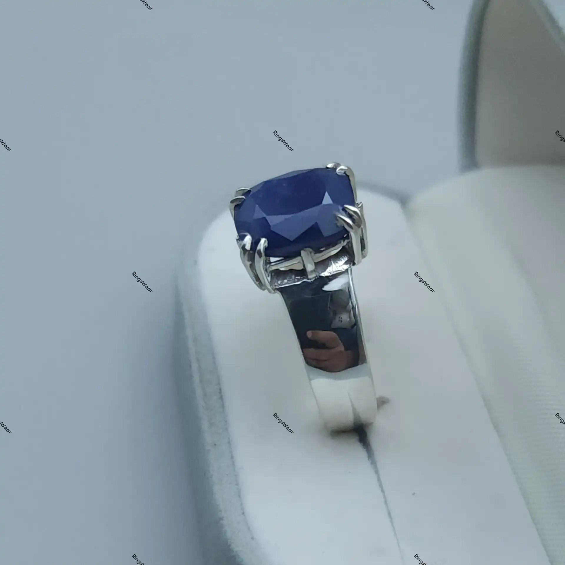10 Carat Sapphire Ring For Men In 925 Sterling Silver 6 10 Carat Sapphire Ring For Men In 925 Sterling Silver - Image 6