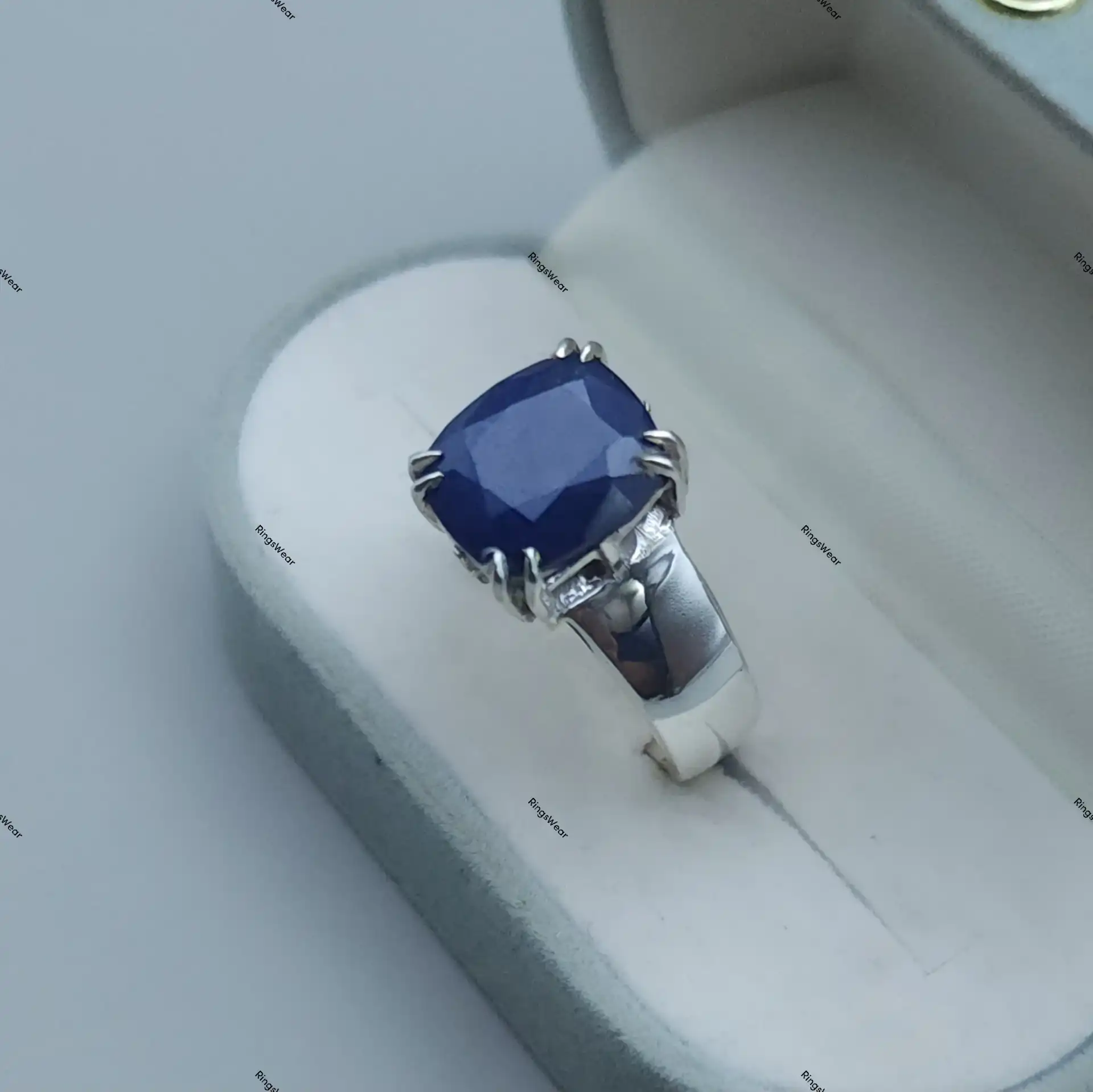 10 Carat Sapphire Ring For Men In 925 Sterling Silver 5 10 Carat Sapphire Ring For Men In 925 Sterling Silver - Image 5