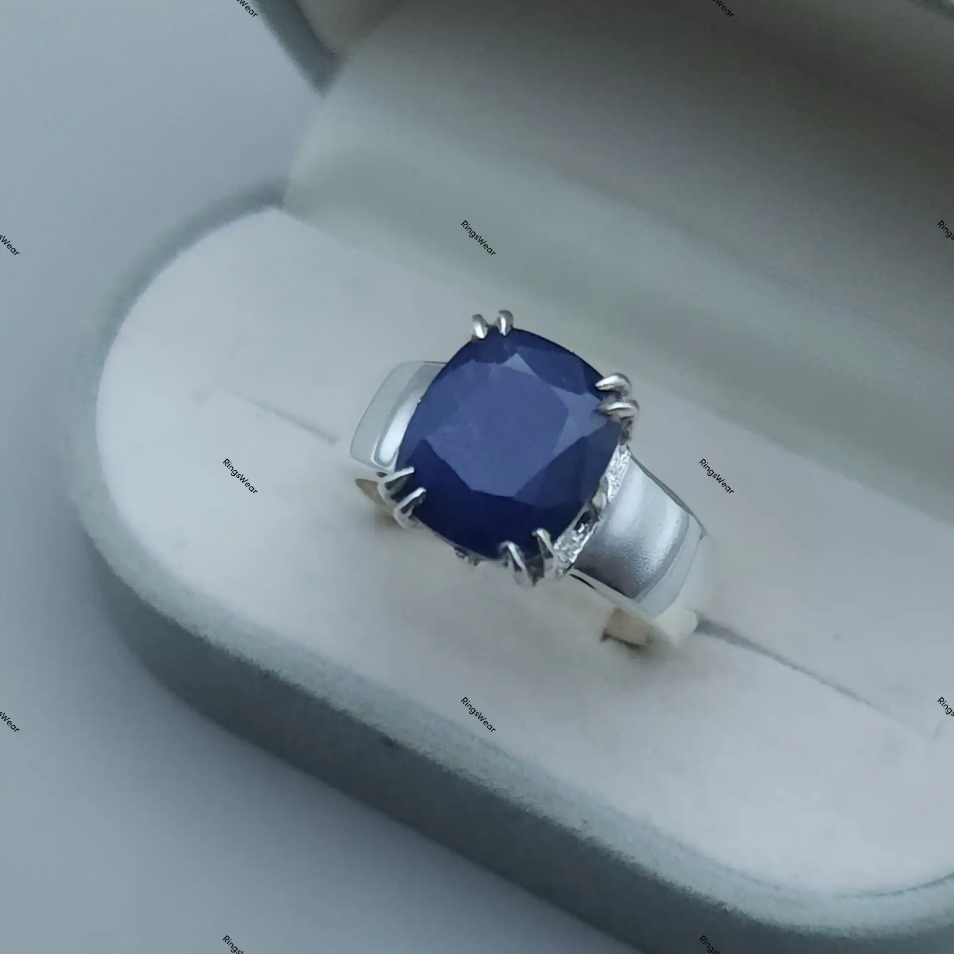 10 Carat Sapphire Ring For Men In 925 Sterling Silver 4 10 Carat Sapphire Ring For Men In 925 Sterling Silver - Image 4