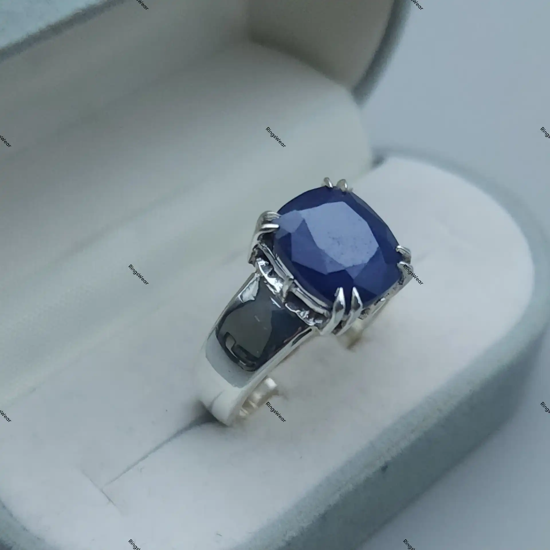 10 Carat Sapphire Ring For Men In 925 Sterling Silver 3 10 Carat Sapphire Ring For Men In 925 Sterling Silver - Image 3