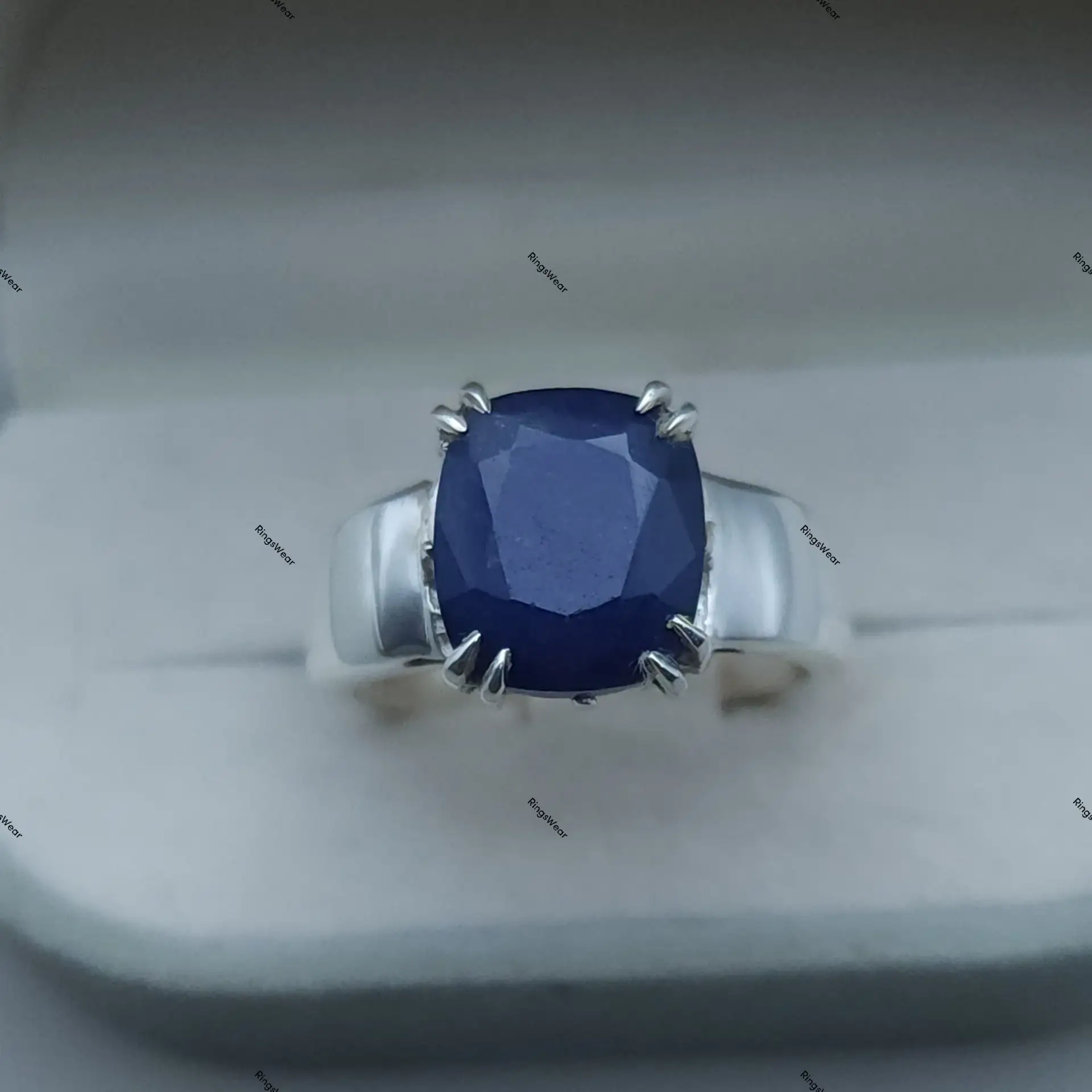 10 Carat Sapphire Ring For Men In 925 Sterling Silver 2 10 Carat Sapphire Ring For Men In 925 Sterling Silver - Image 2