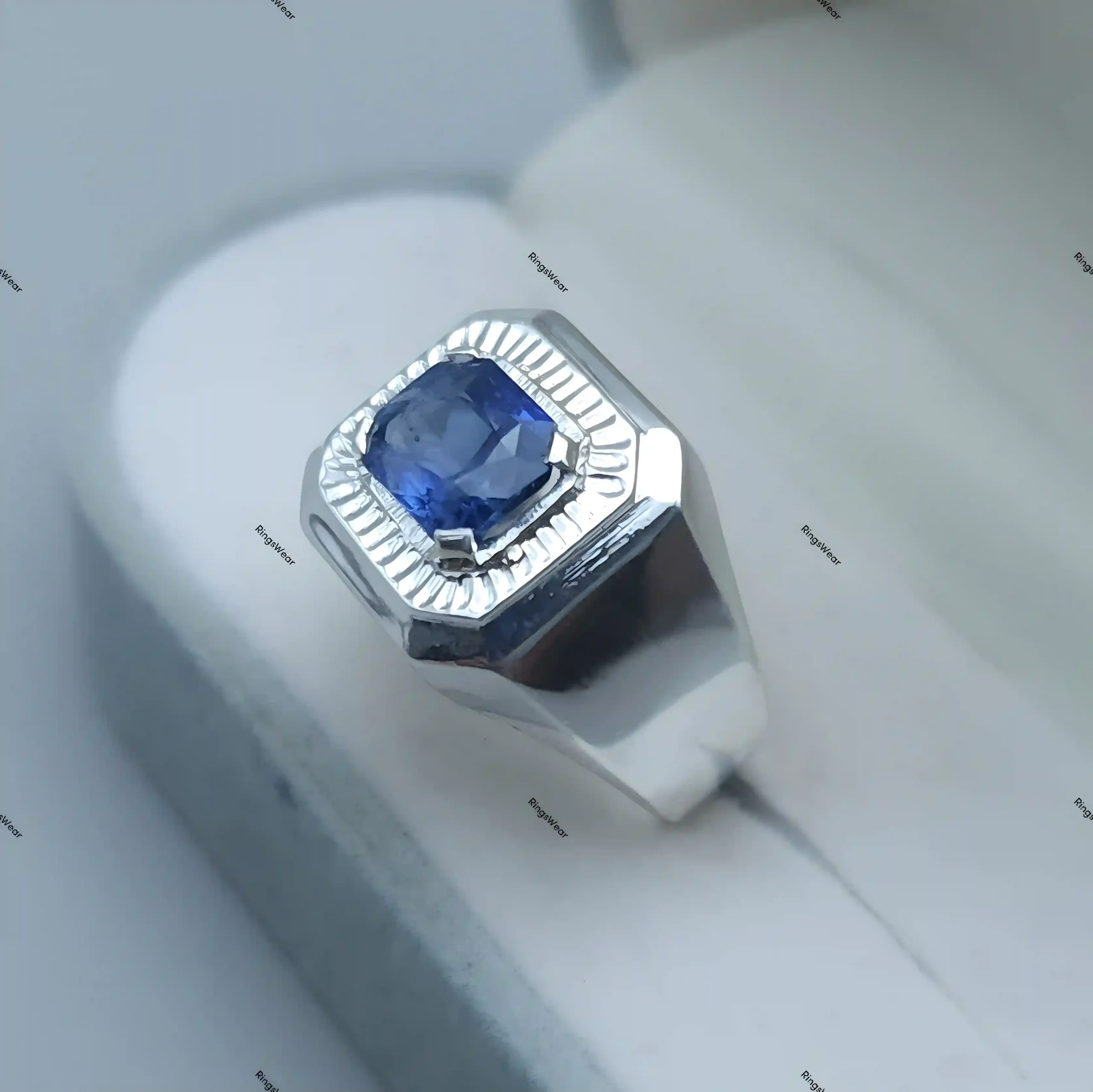 Royal Blue Sapphire Ring For Men Certified In 925 Sterling Silver 7 Royal Blue Sapphire Ring For Men Certified In 925 Sterling Silver - Image 7