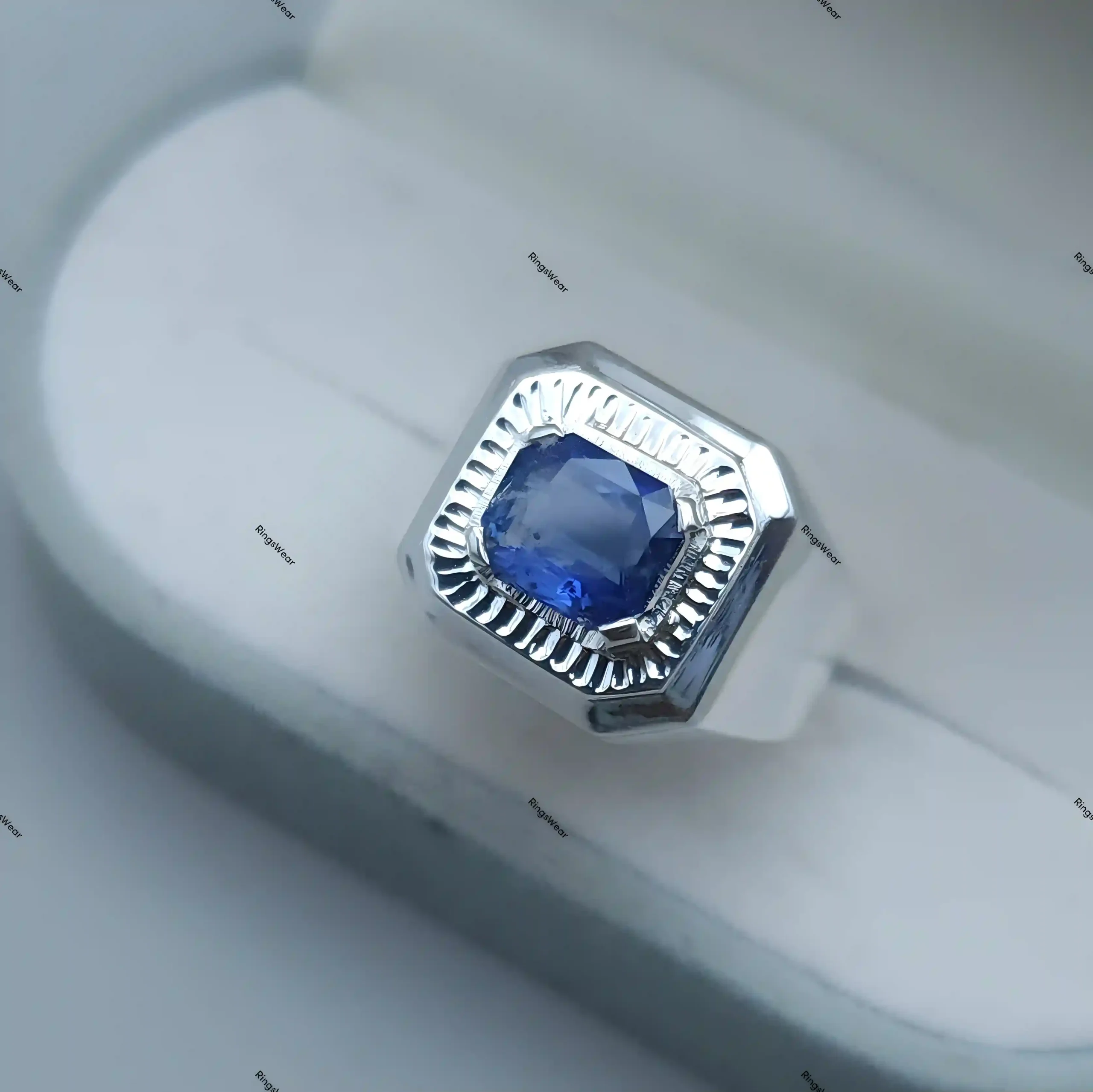 Royal Blue Sapphire Ring For Men Certified In 925 Sterling Silver 5 Royal Blue Sapphire Ring For Men Certified In 925 Sterling Silver - Image 5