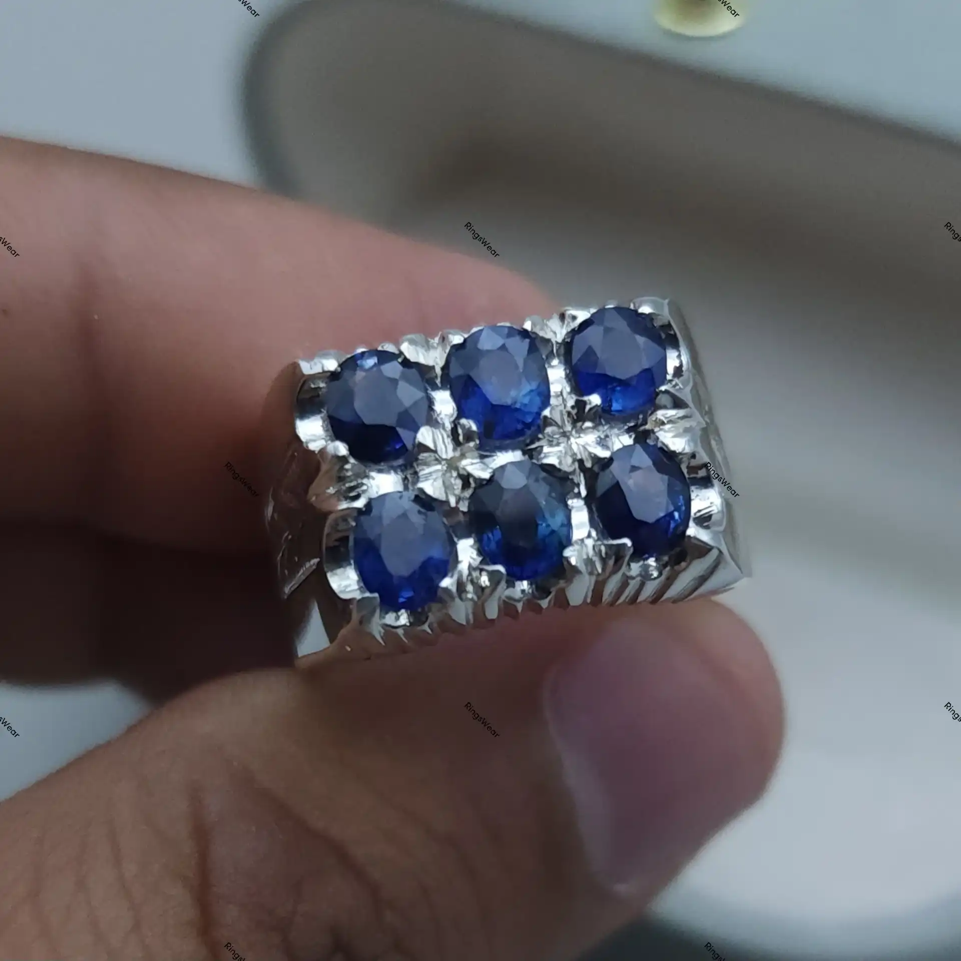 Mens Blue Sapphire Rings Ceylon In 925 Sterling Silver 9 Mens Blue Sapphire Rings Ceylon In 925 Sterling Silver - Image 9