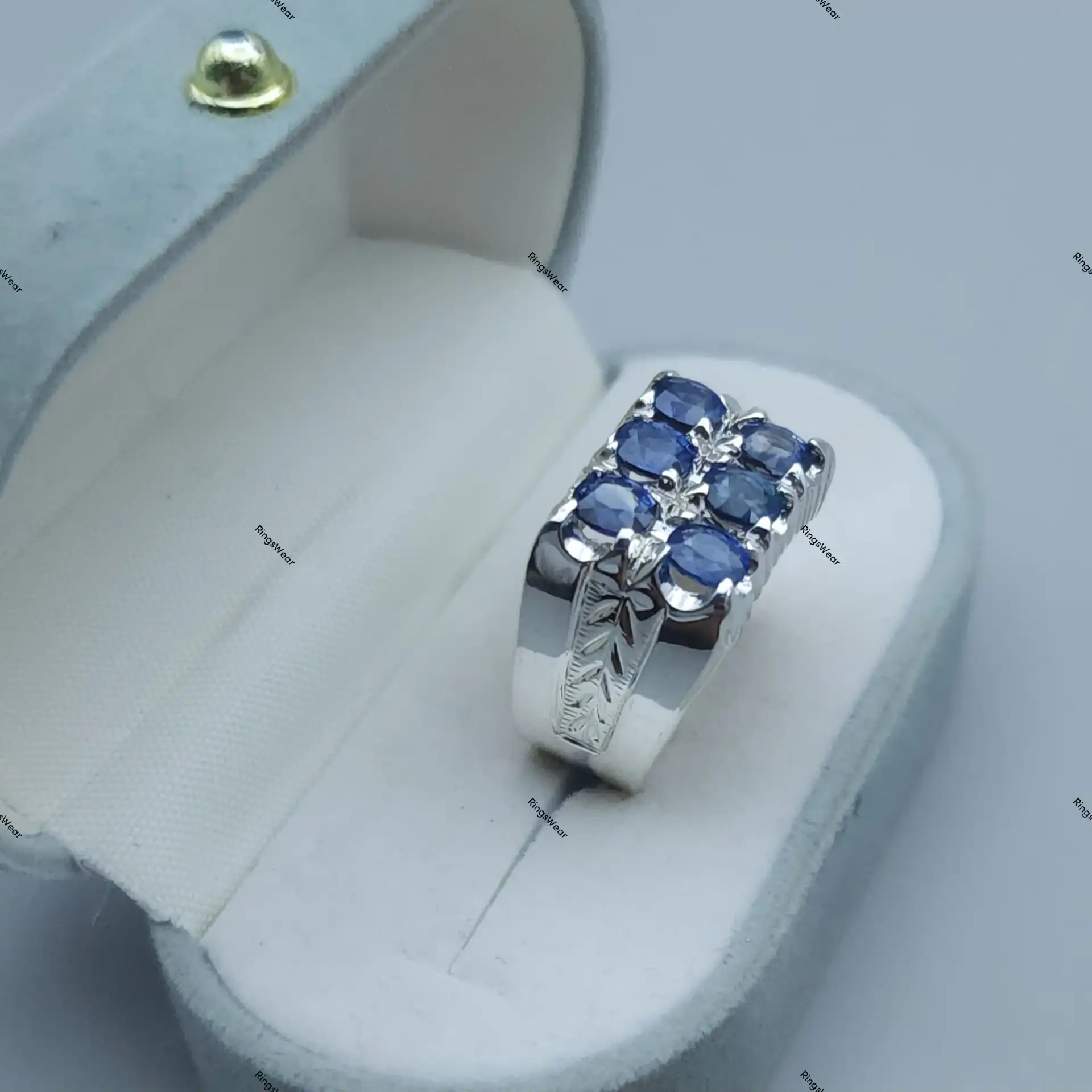 Mens Blue Sapphire Rings Ceylon In 925 Sterling Silver 5 Mens Blue Sapphire Rings Ceylon In 925 Sterling Silver - Image 5