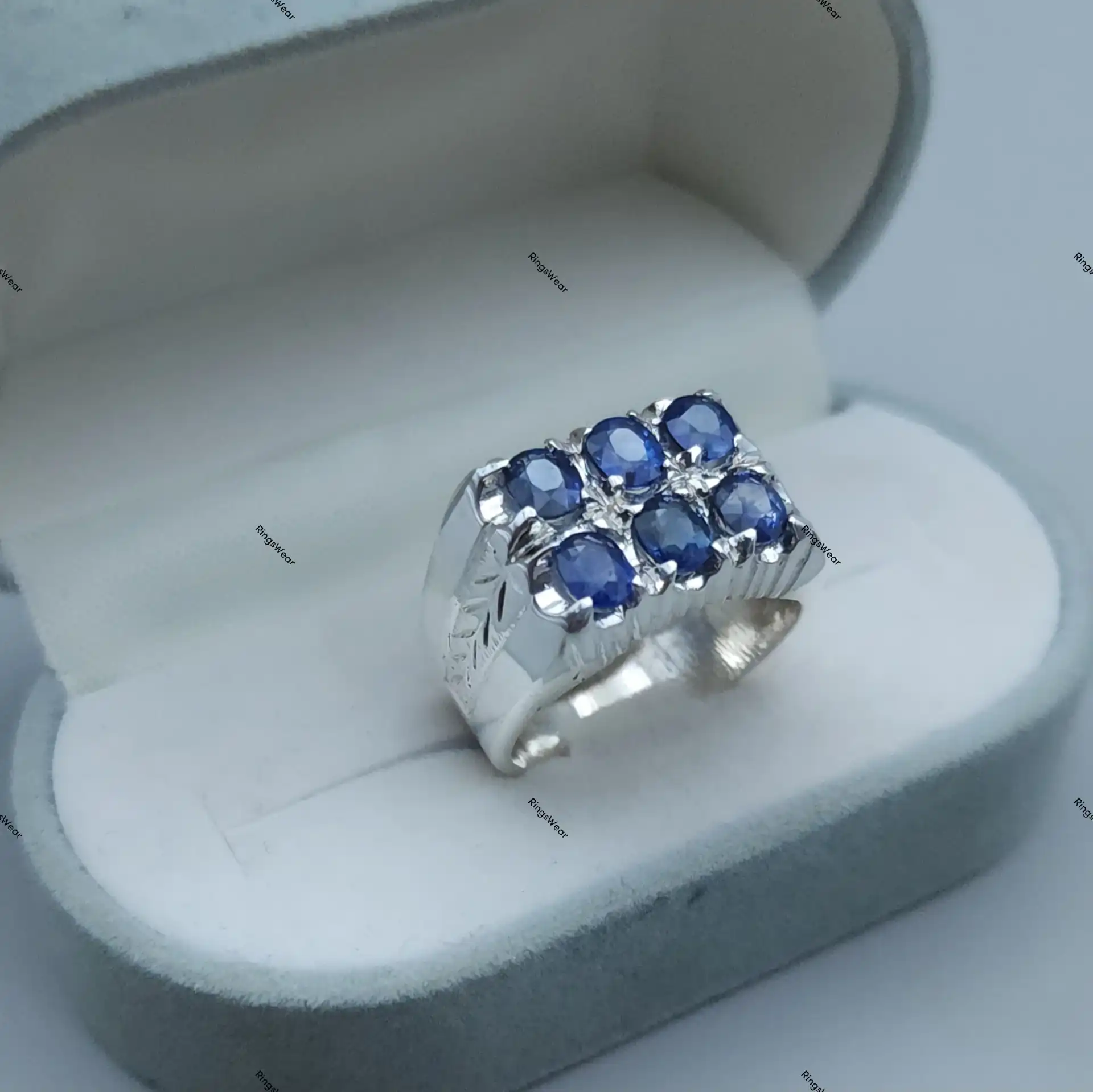 Mens Blue Sapphire Rings Ceylon In 925 Sterling Silver 2 Mens Blue Sapphire Rings
