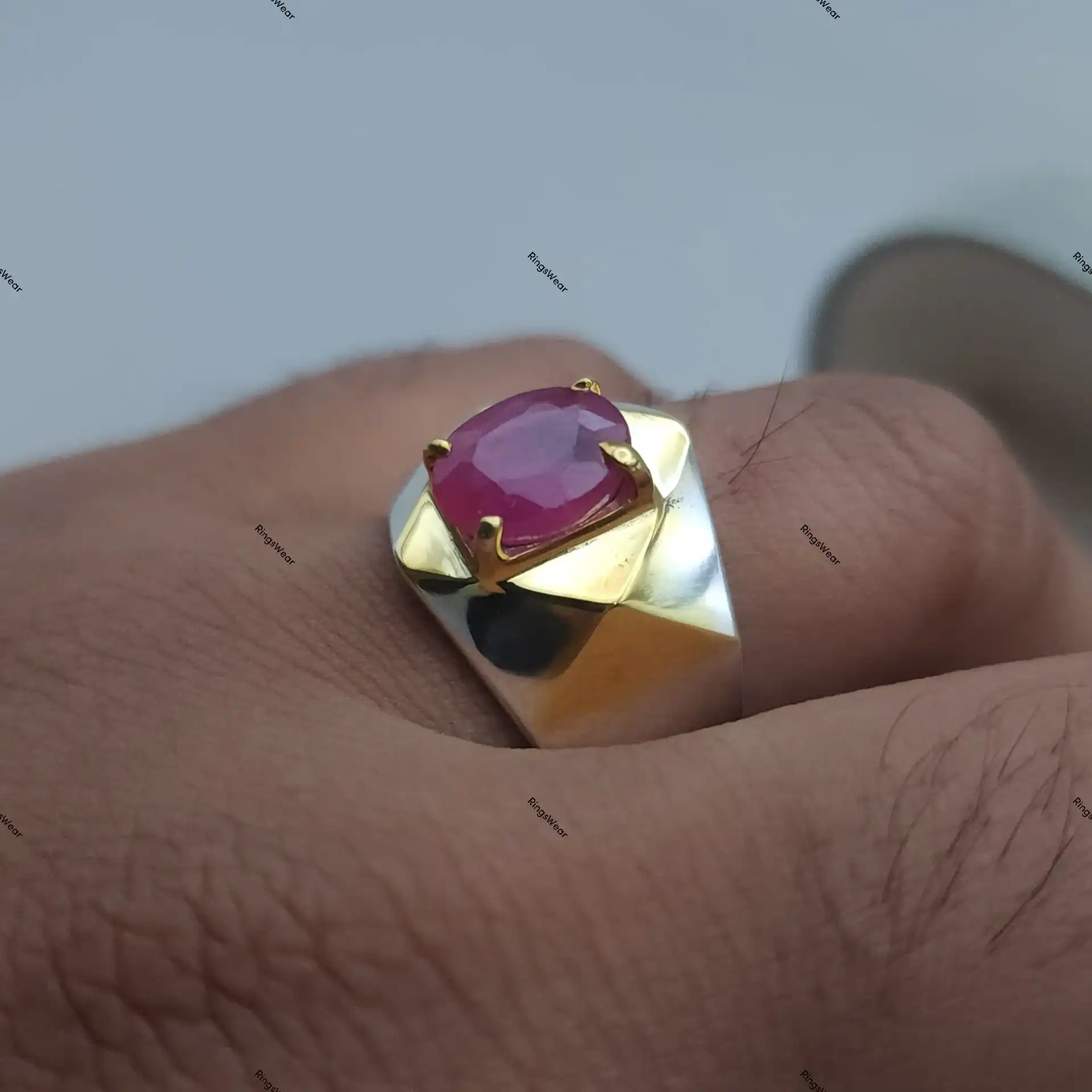 Antique Style Ruby Ring For Men Natural Stone In Silver And Gold 9 Antique Ruby Rings For Sale