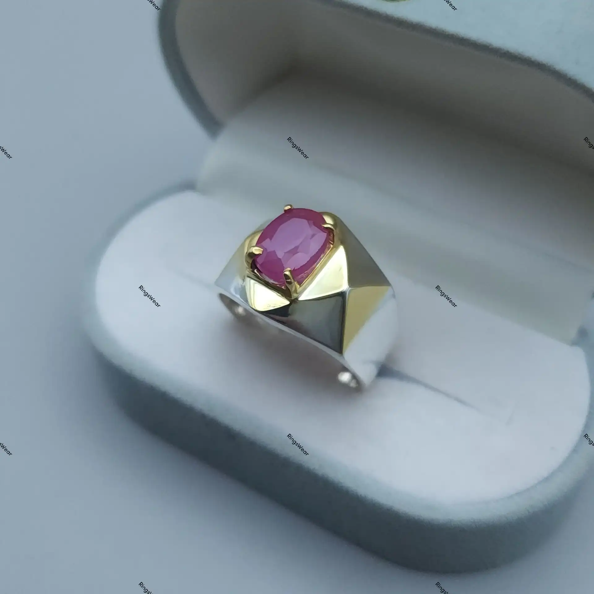 Antique Style Ruby Ring For Men Natural Stone In Silver And Gold 4 Antique Style Ruby Ring For Men Natural Stone In Silver And Gold - Image 4