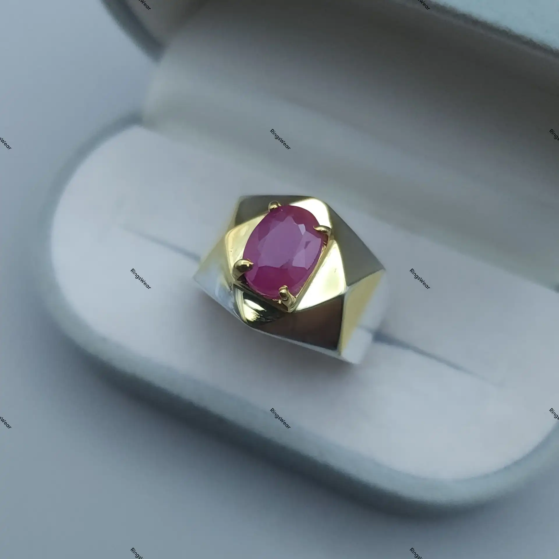 Antique Style Ruby Ring For Men Natural Stone In Silver And Gold 1 Antique Ruby Rings For Sale