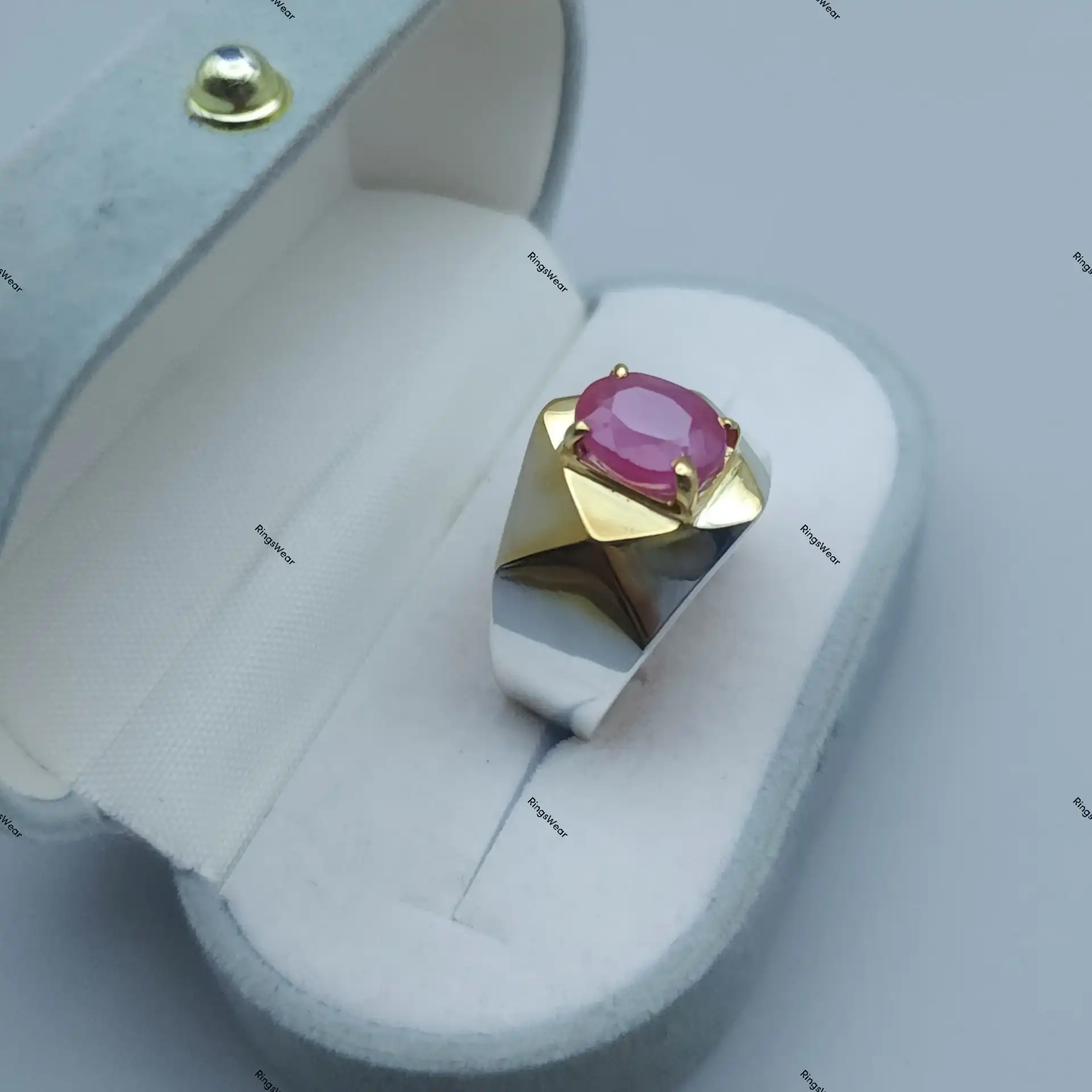 Antique Style Ruby Ring For Men Natural Stone In Silver And Gold 3 Antique Style Ruby Ring For Men Natural Stone In Silver And Gold - Image 3