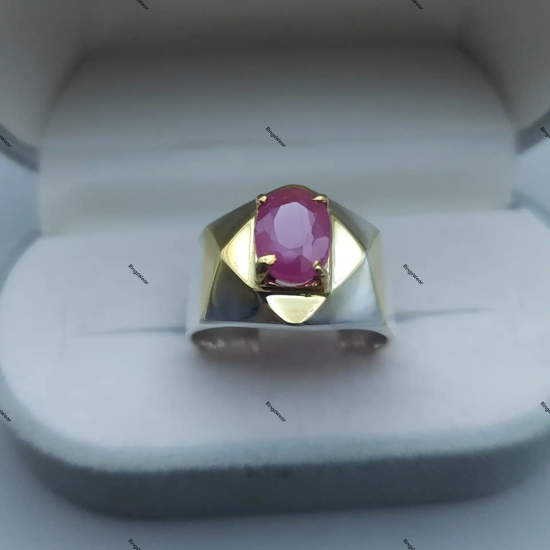 Antique Style Ruby Ring For Men Natural Stone In Silver And Gold 2 Antique Style Ruby Ring For Men Natural Stone In Silver And Gold - Image 2