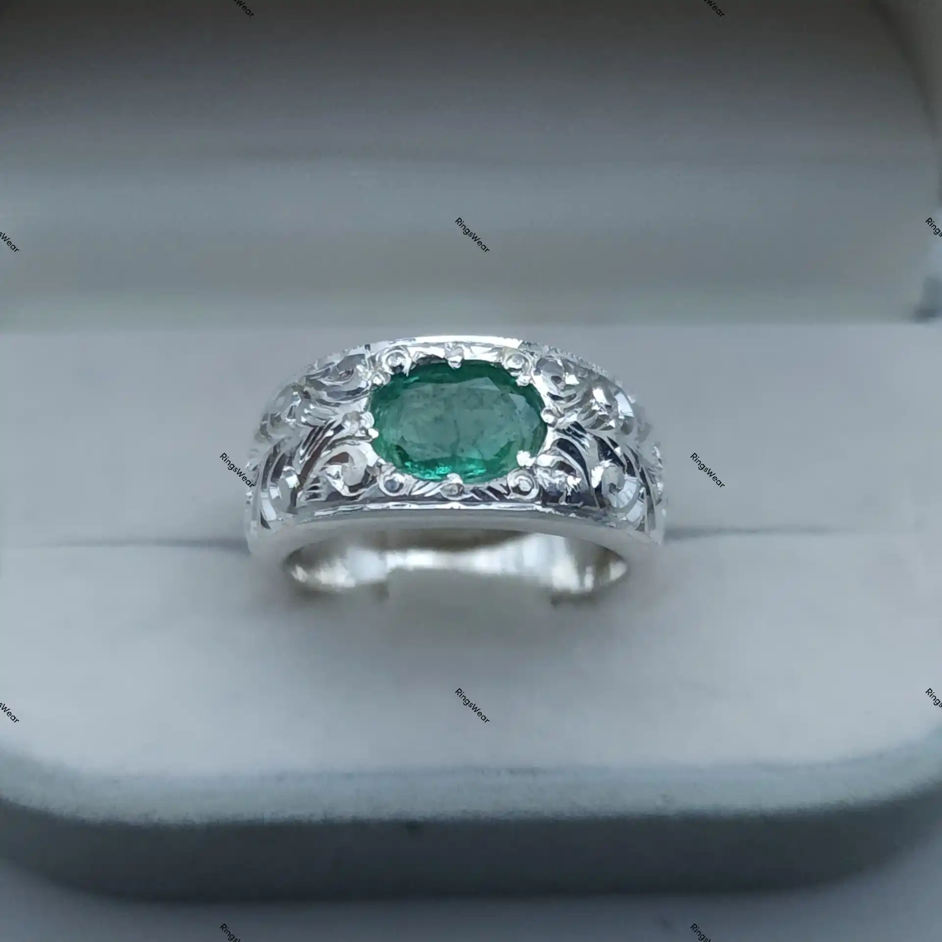 Silver Ring With Emerald Stone For Men Natural Emerald 925 2 Silver Ring With Emerald Stone
