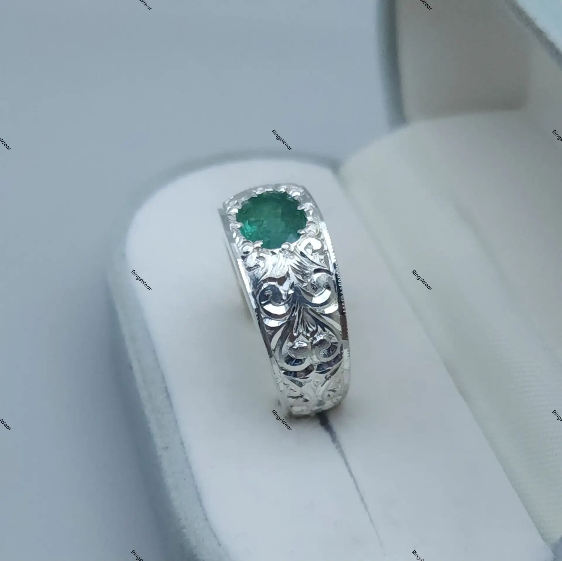Silver Ring With Emerald Stone For Men Natural Emerald 925 7 Silver Ring With Emerald Stone