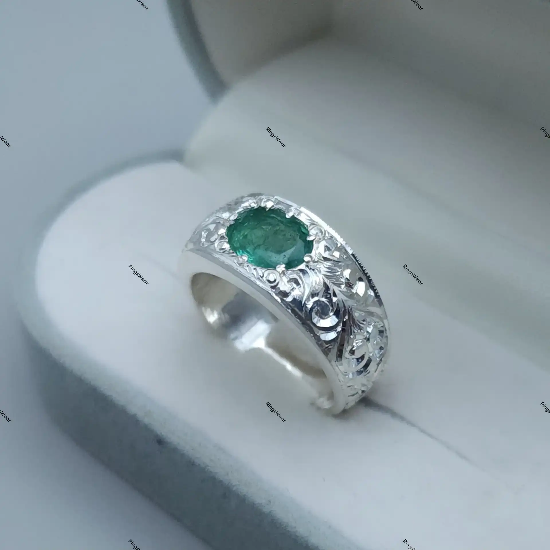 Silver Ring With Emerald Stone For Men Natural Emerald 925 6 Silver Ring With Emerald Stone