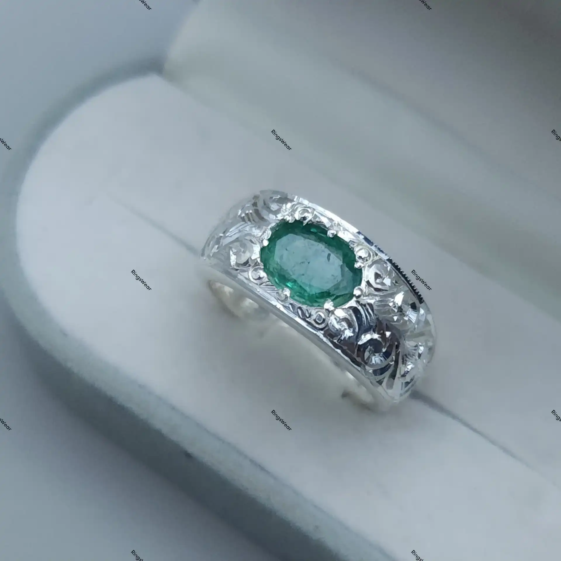 Silver Ring With Emerald Stone For Men Natural Emerald 925 1 Silver Ring With Emerald Stone