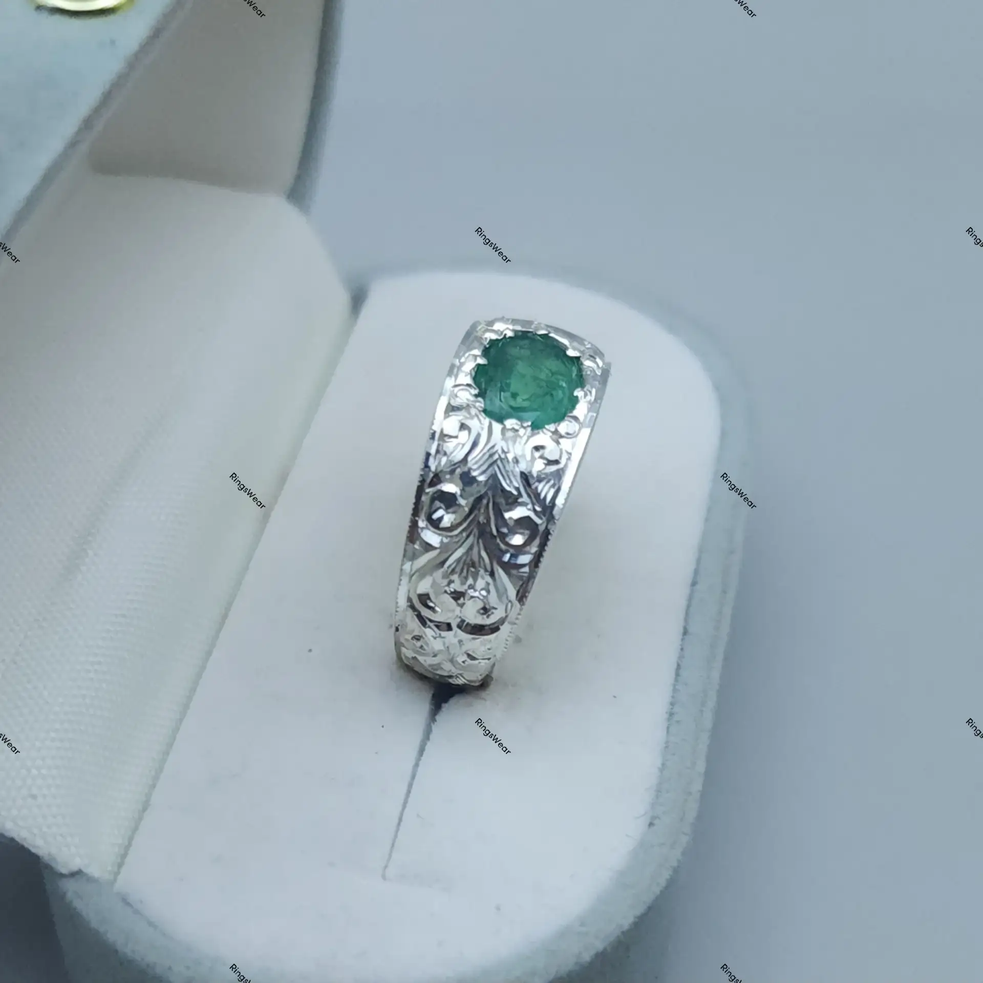 Silver Ring With Emerald Stone For Men Natural Emerald 925 5 Silver Ring With Emerald Stone