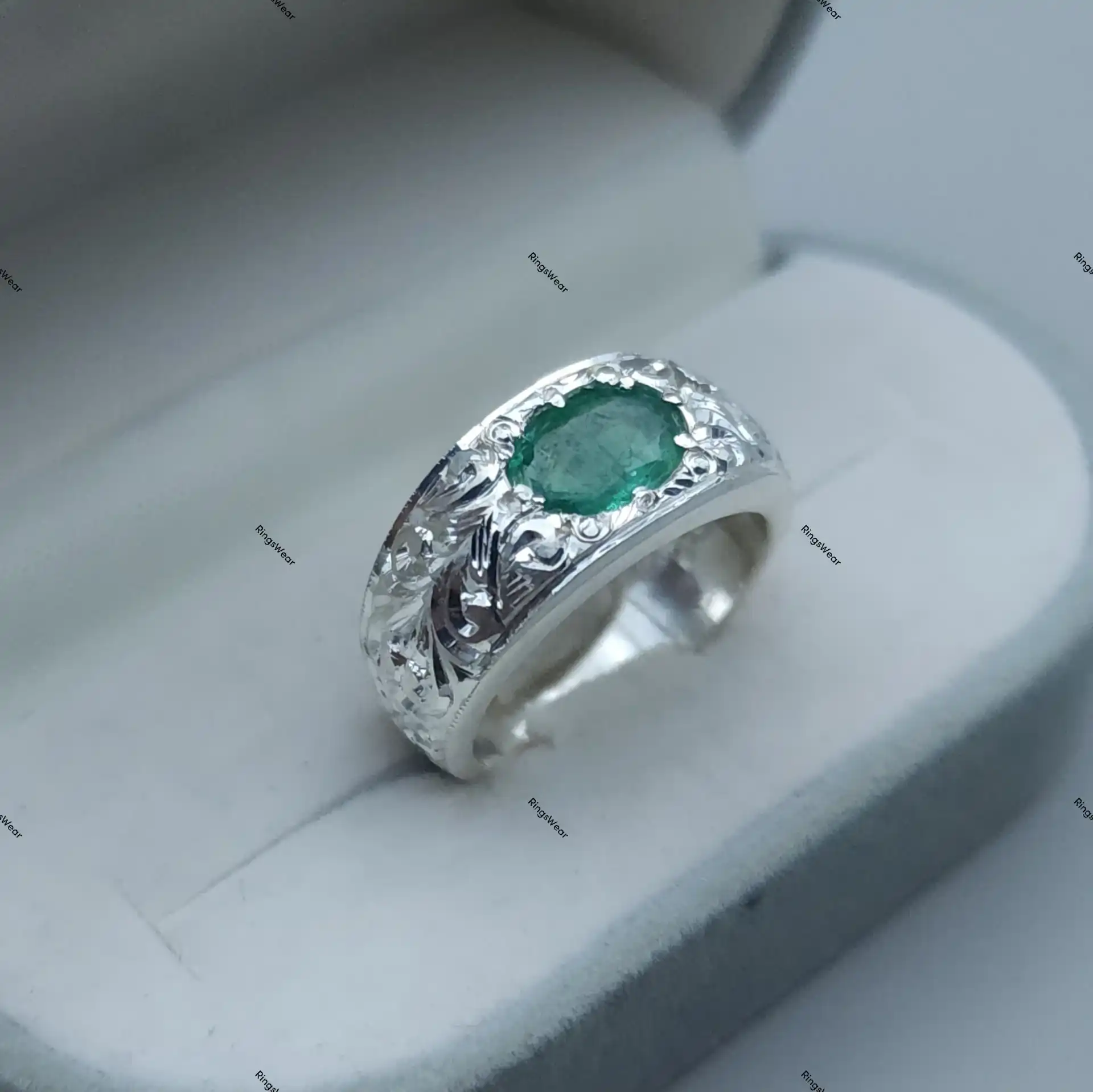 Silver Ring With Emerald Stone For Men Natural Emerald 925 4 Silver Ring With Emerald Stone