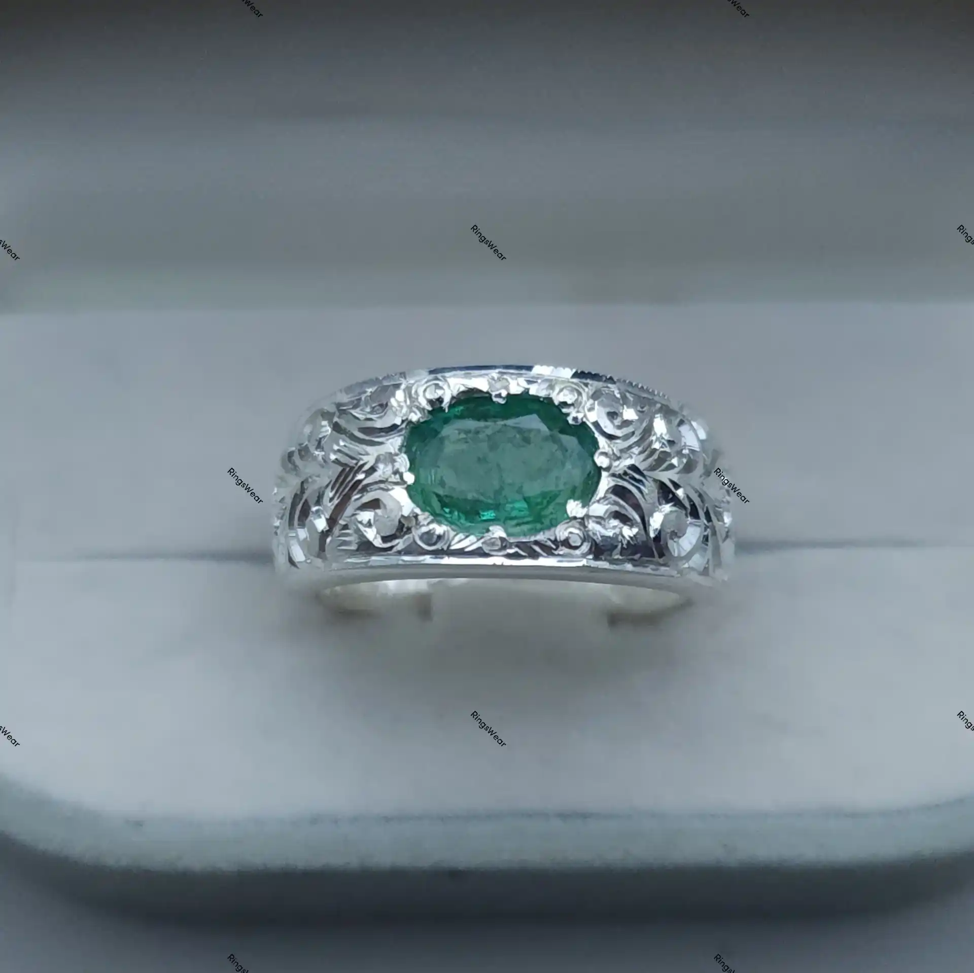 Silver Ring With Emerald Stone For Men Natural Emerald 925 3 Silver Ring With Emerald Stone
