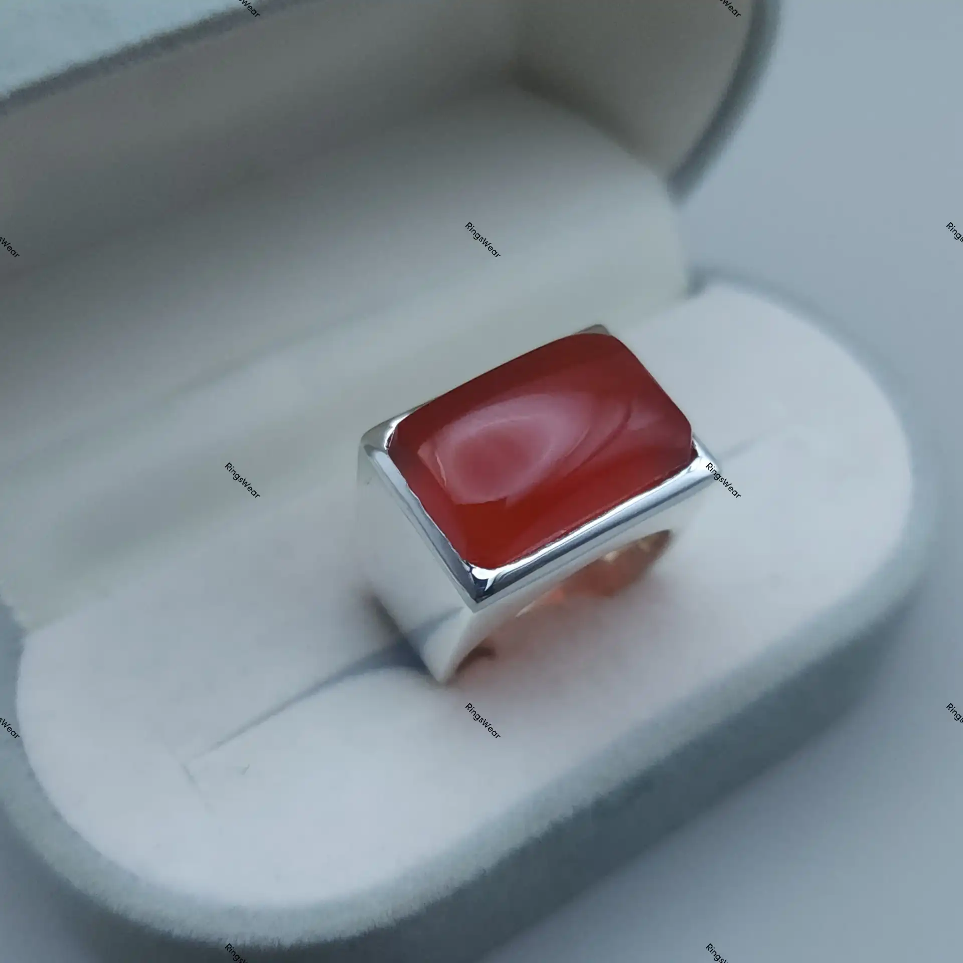 Natural Agate Stone Ring For Men Red Aqeeq In 925 Silver 1 Natural Agate Stone