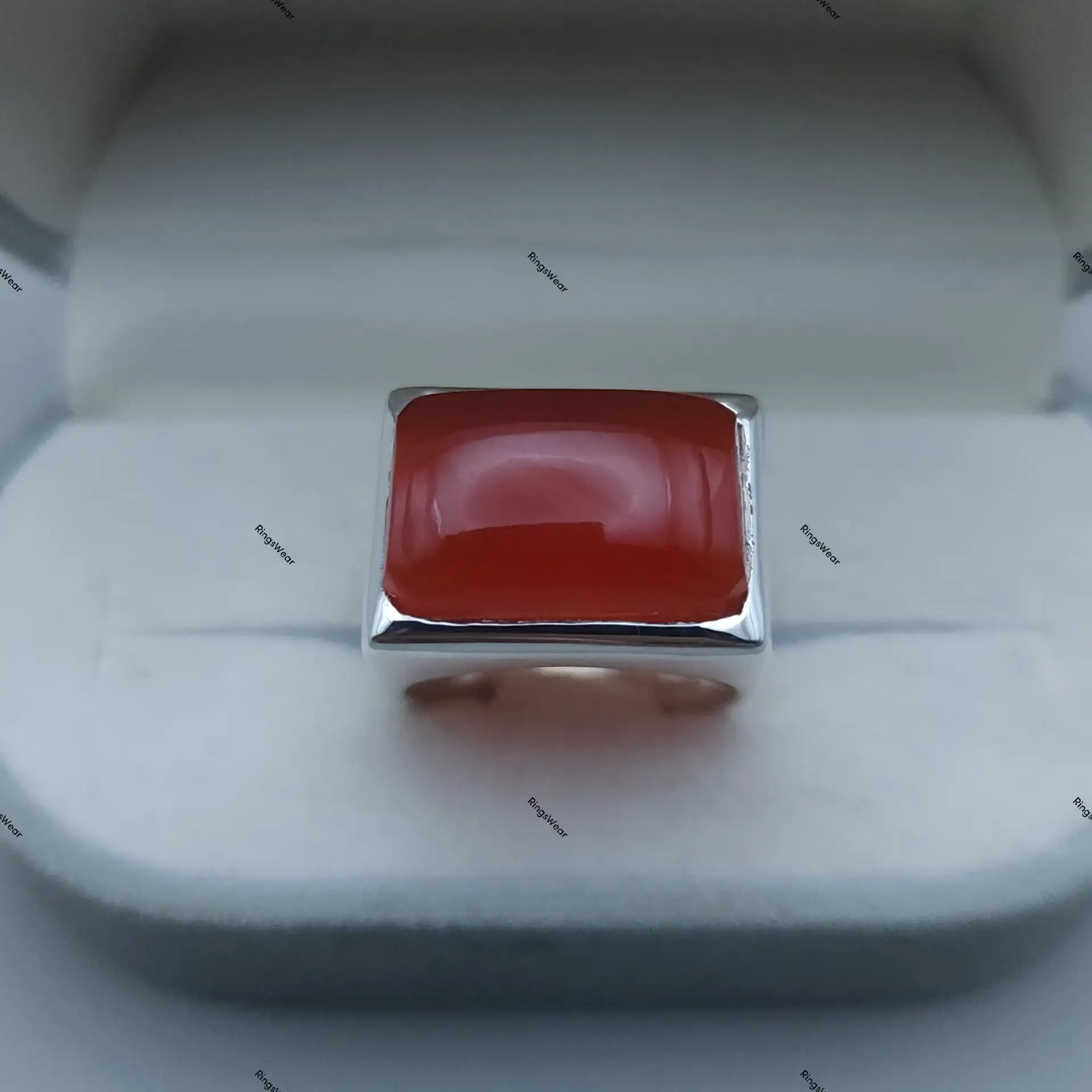 Natural Agate Stone Ring For Men Red Aqeeq In 925 Silver 2 Natural Agate Stone Ring For Men Red Aqeeq In 925 Silver - Image 2