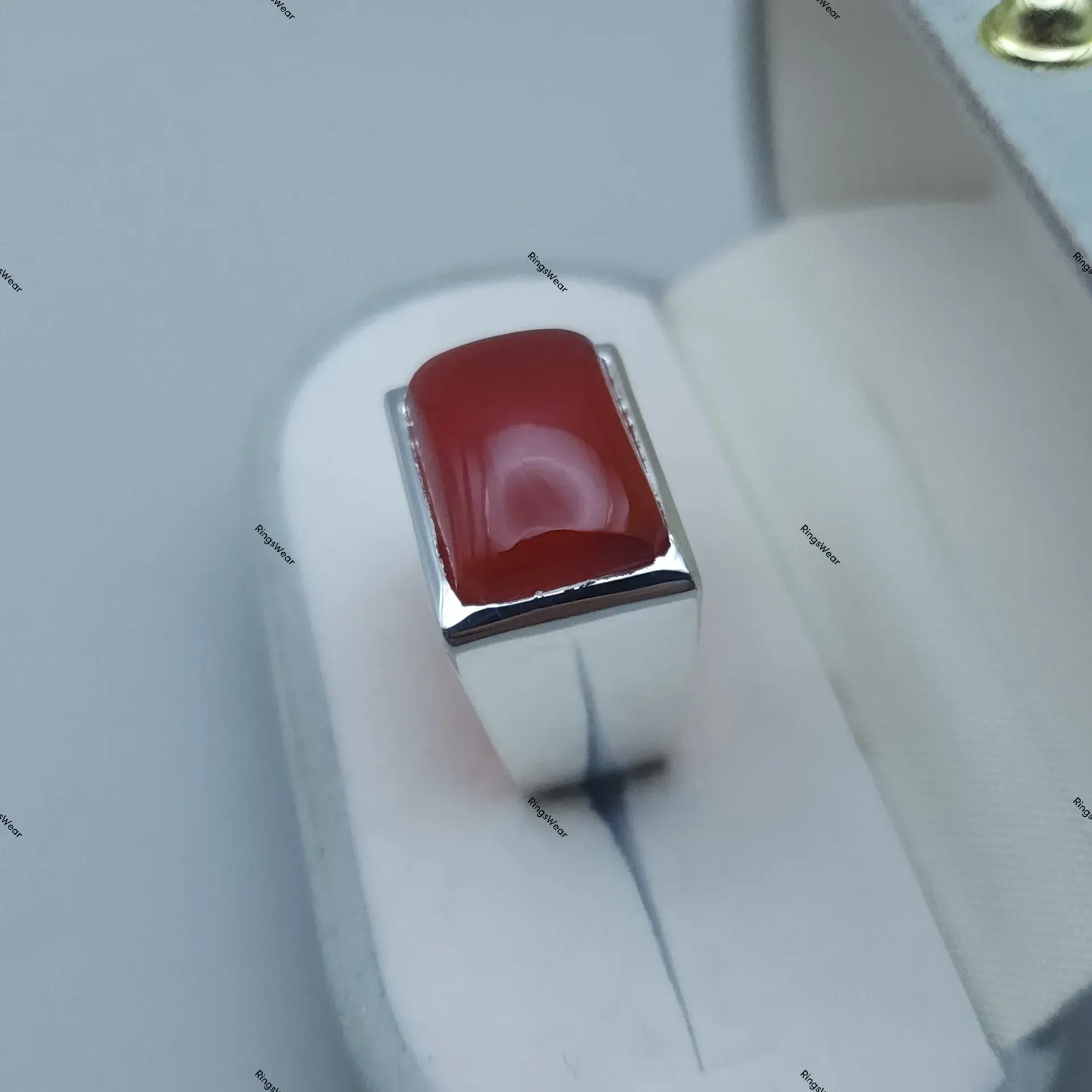 Natural Agate Stone Ring For Men Red Aqeeq In 925 Silver 6 Natural Agate Stone Ring For Men Red Aqeeq In 925 Silver - Image 6
