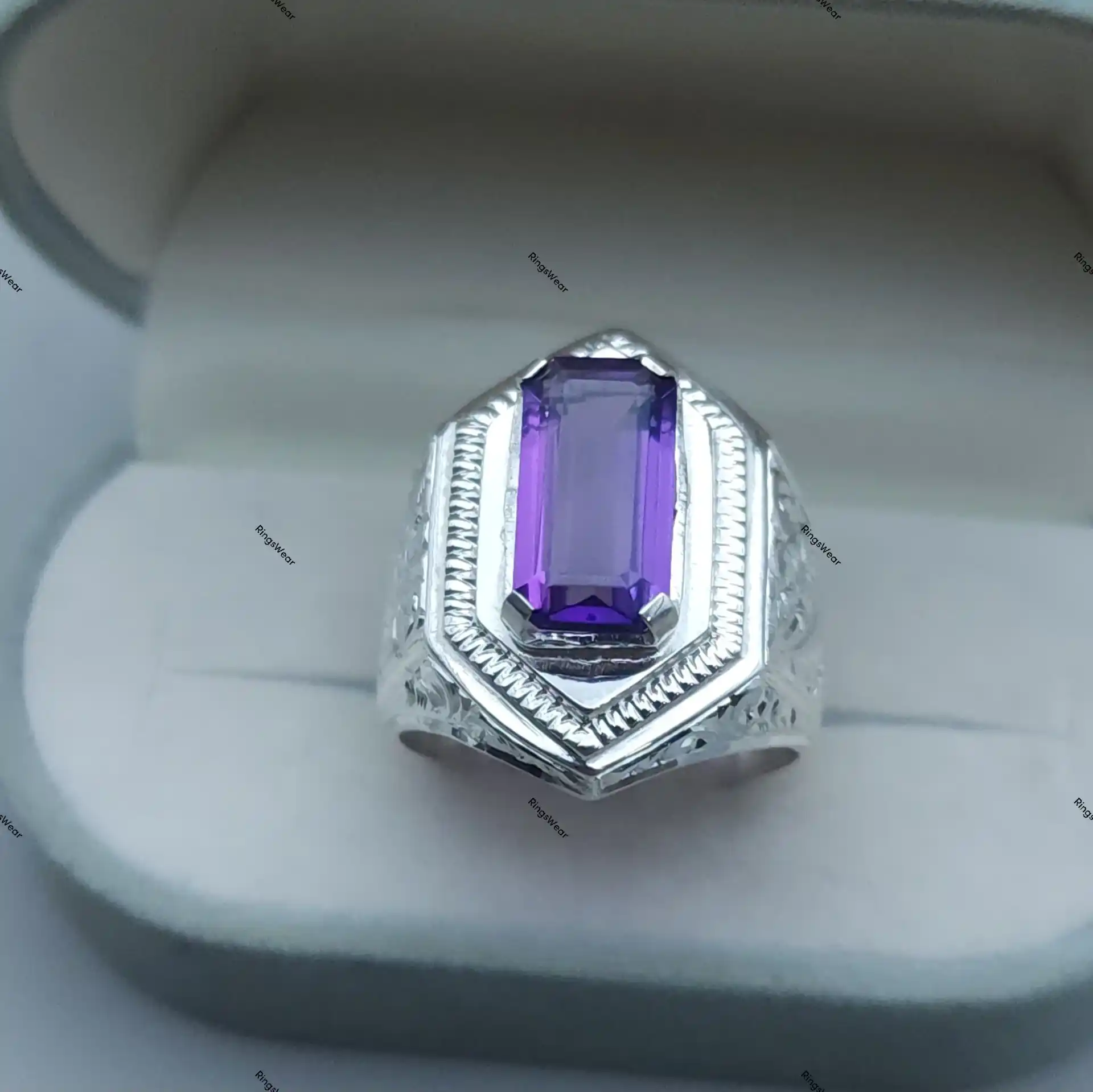 Vintage Mens Amethyst Ring Natural Purple Stone In 925 Silver 8 Vintage Mens Amethyst Ring Natural Purple Stone In 925 Silver - Image 8