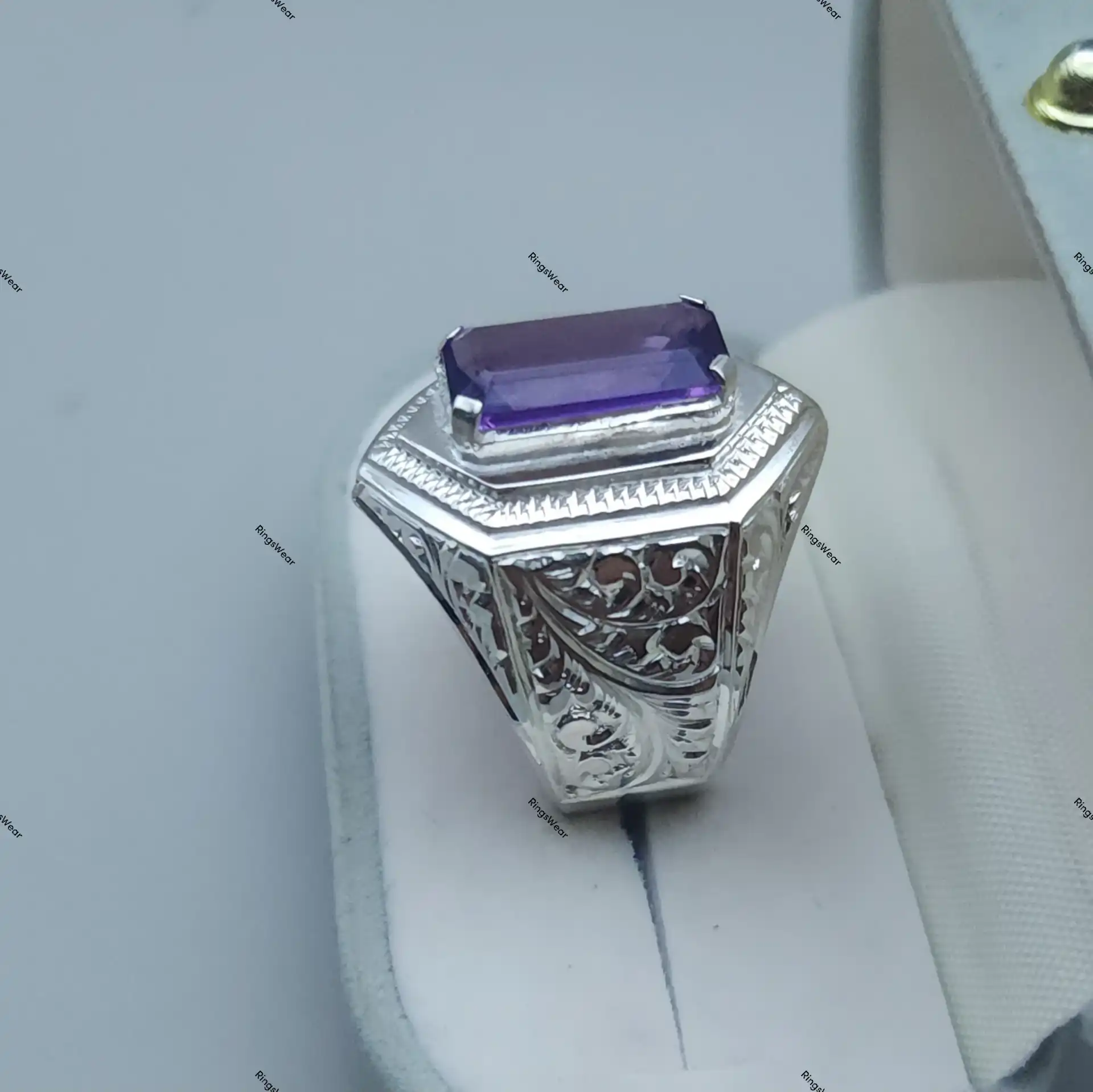 Vintage Mens Amethyst Ring Natural Purple Stone In 925 Silver 5 Vintage Mens Amethyst Ring Natural Purple Stone In 925 Silver - Image 5