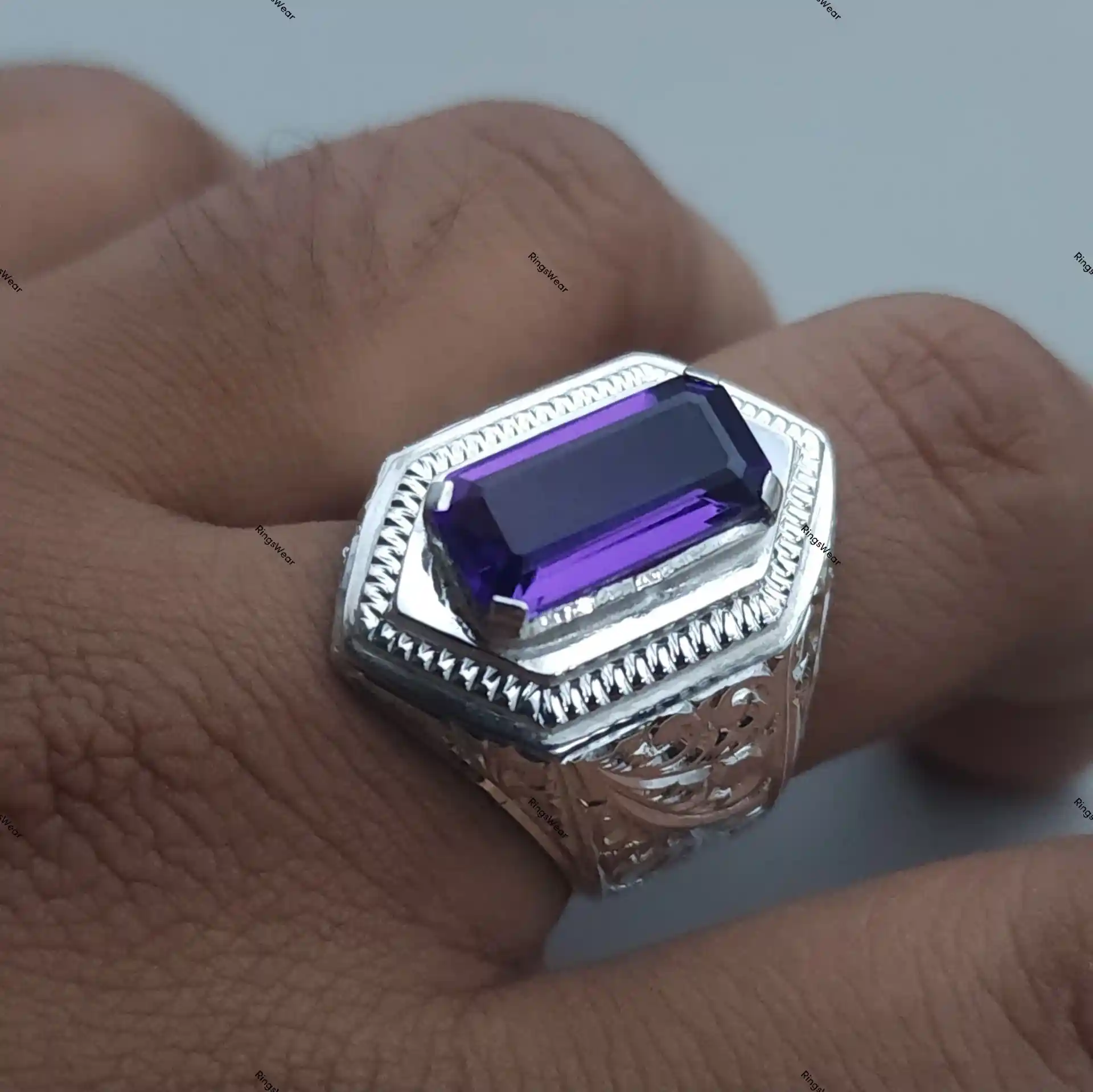 Vintage Mens Amethyst Ring Natural Purple Stone In 925 Silver 10 Vintage Mens Amethyst Ring Natural Purple Stone In 925 Silver - Image 10