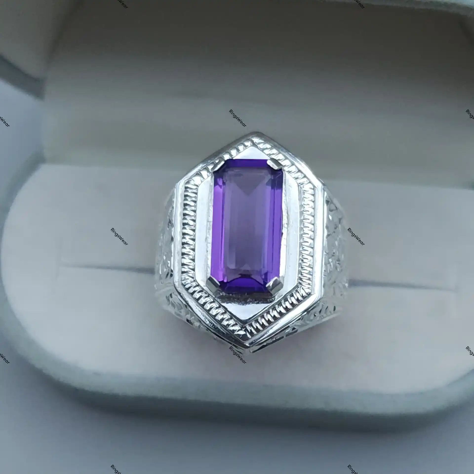 Vintage Mens Amethyst Ring Natural Purple Stone In 925 Silver 7 Vintage Mens Amethyst Ring Natural Purple Stone In 925 Silver - Image 7