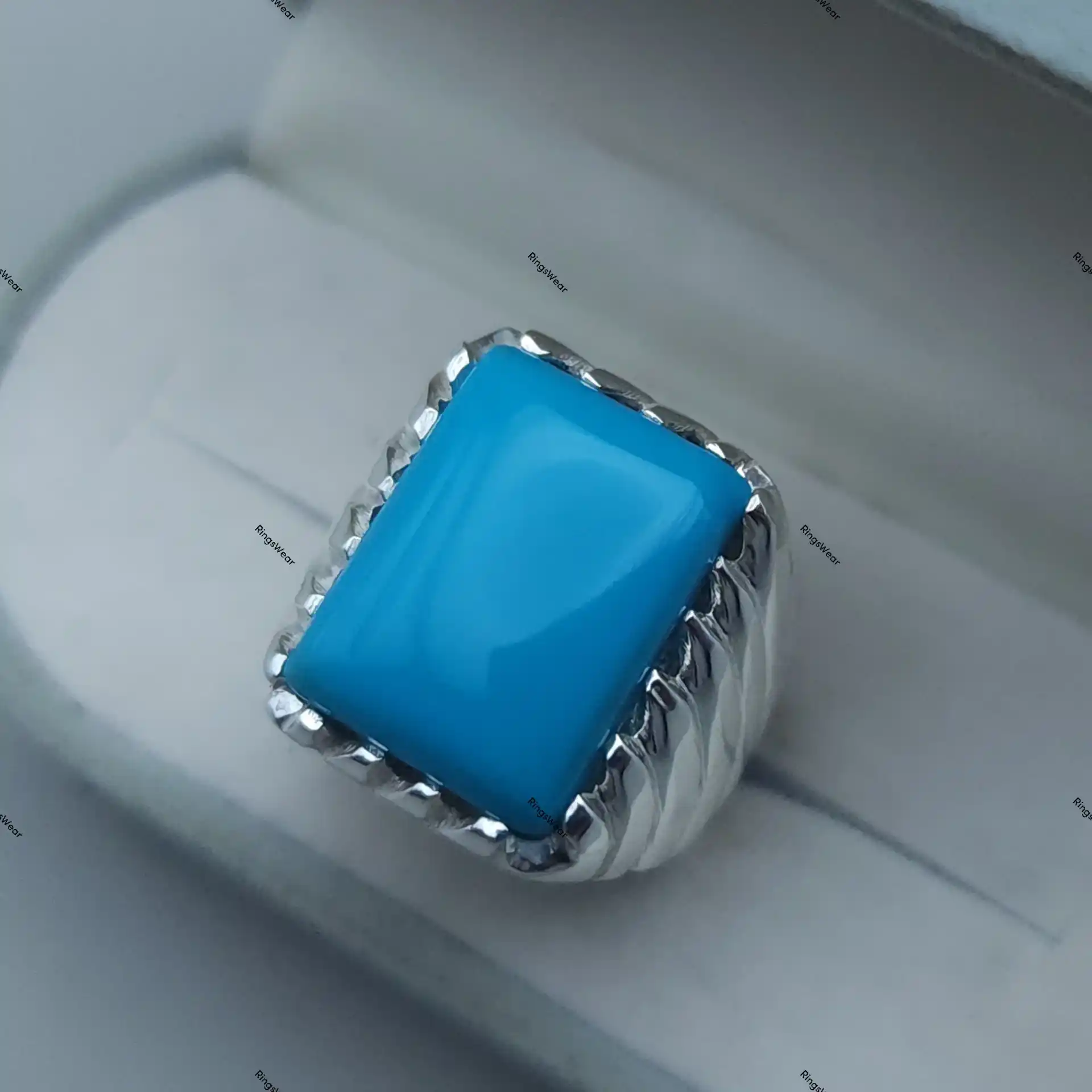 Feroza Stone Ring For Men Natural Turquoise In 925 Silver 1 Feroza Stone Ring For Men