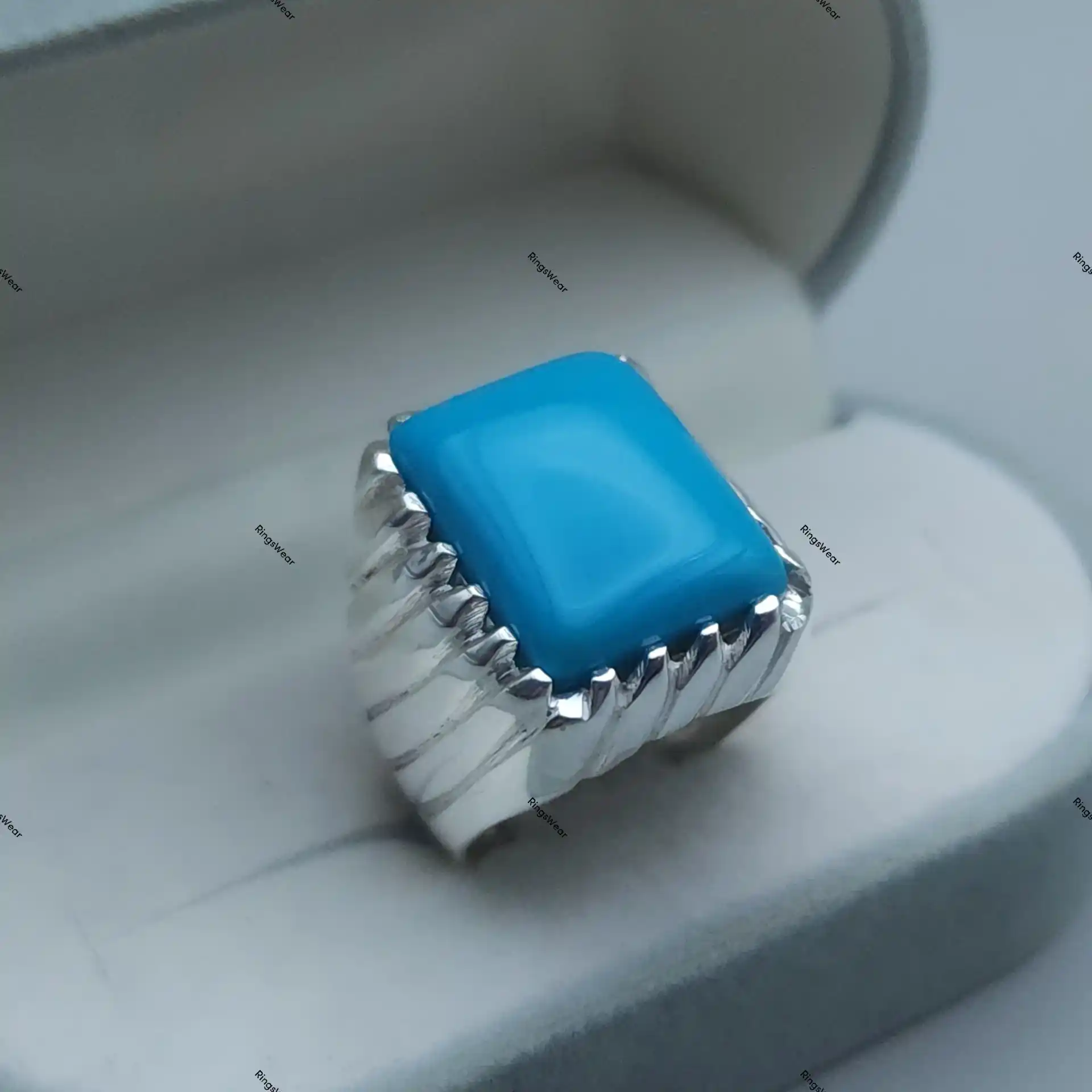 Feroza Stone Ring For Men Natural Turquoise In 925 Silver 8 Feroza Stone Ring For Men Natural Turquoise In 925 Silver - Image 8