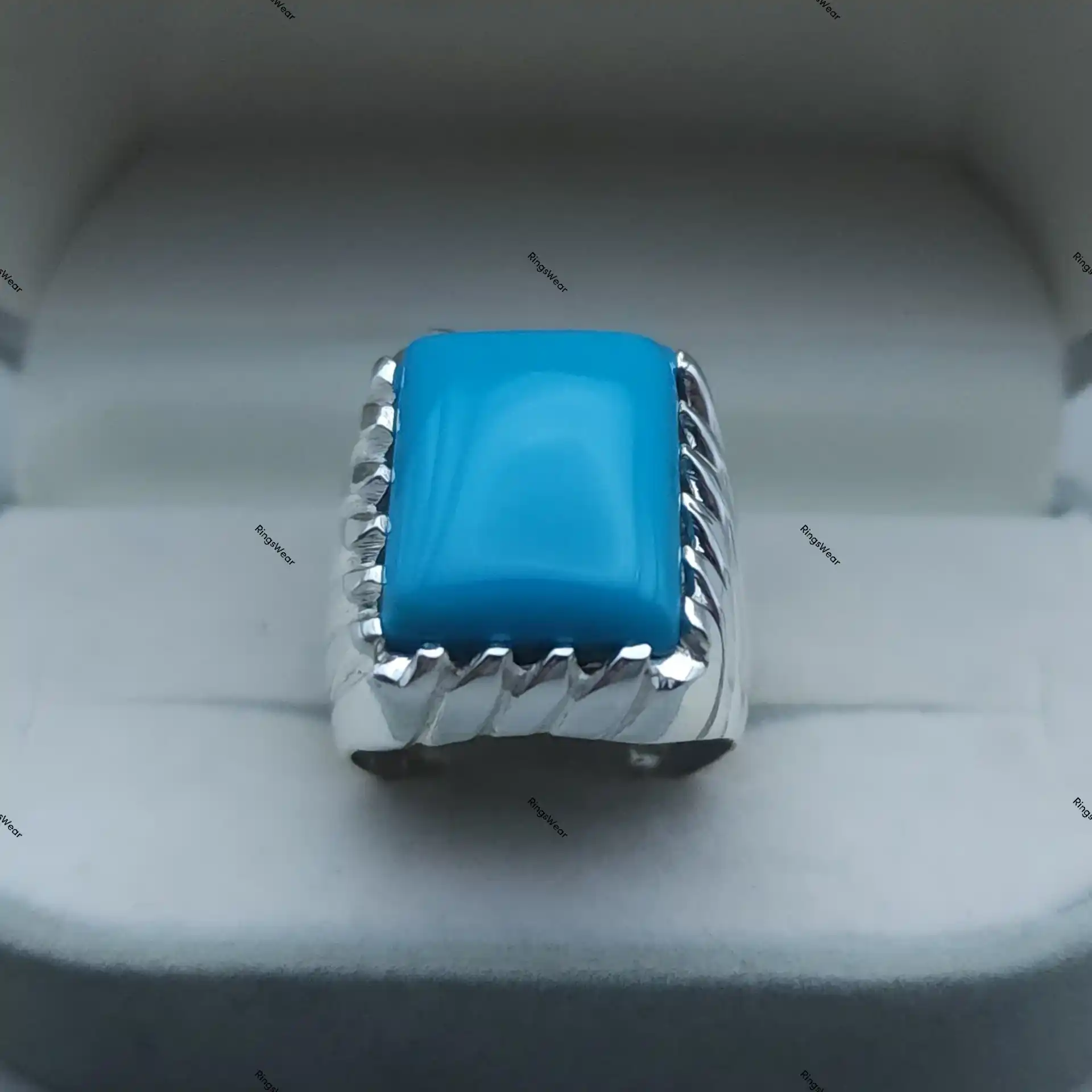 Feroza Stone Ring For Men Natural Turquoise In 925 Silver 9 Feroza Stone Ring For Men Natural Turquoise In 925 Silver - Image 9