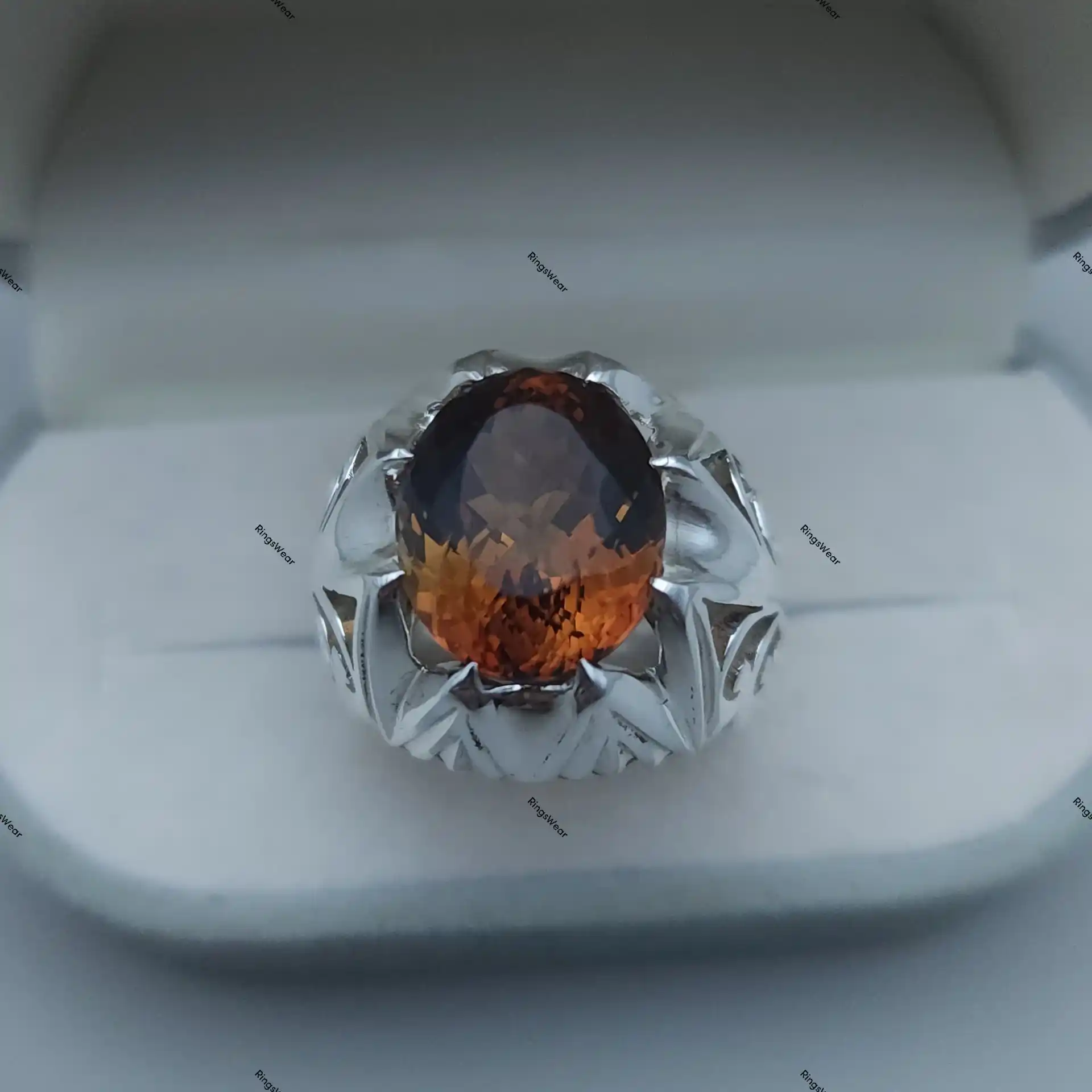 Genuine Imperial Topaz Sterling Silver Ring Oval Natural Stone For Men 1 Genuine Imperial Topaz Sterling Silver Ring