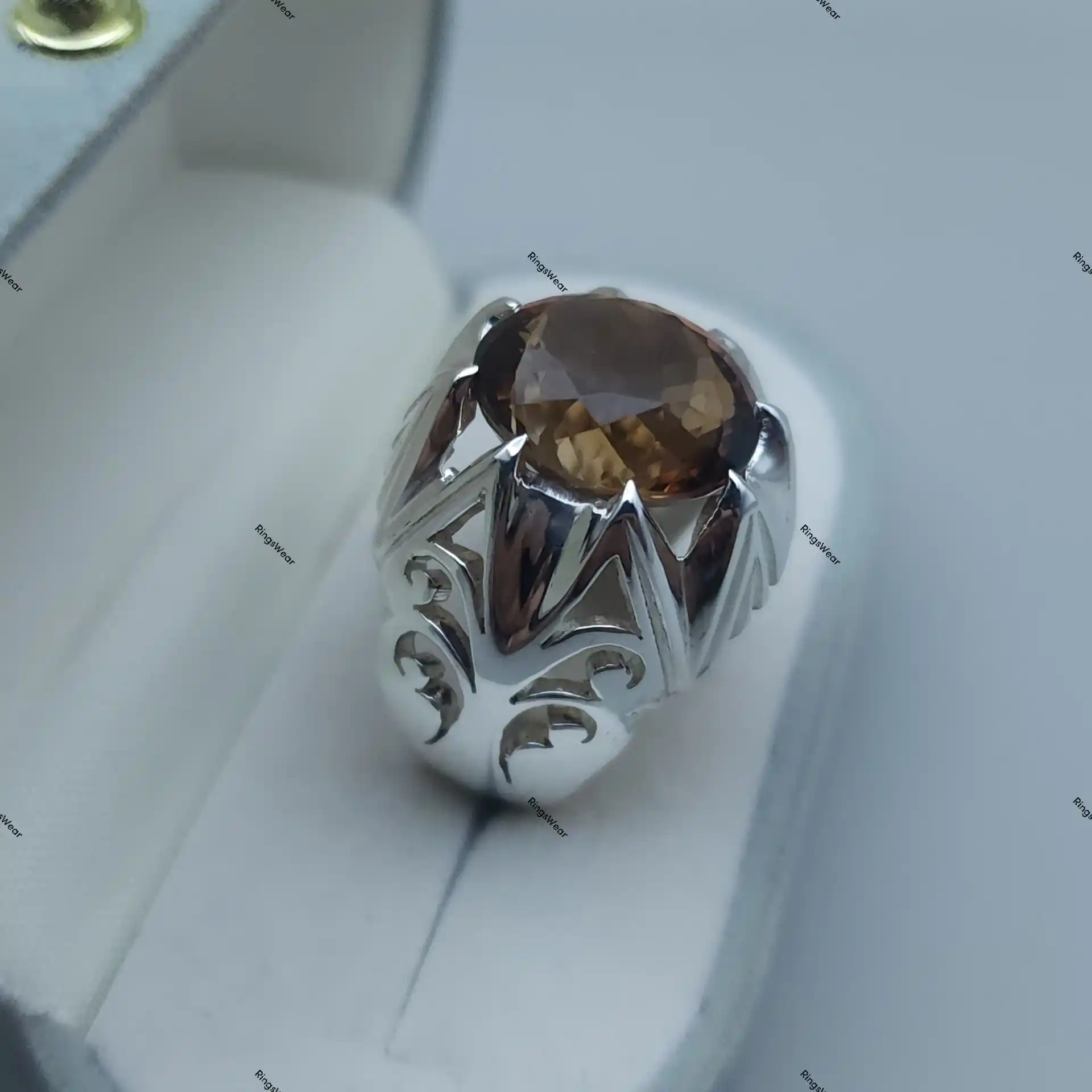 Genuine Imperial Topaz Sterling Silver Ring Oval Natural Stone For Men 4 Genuine Imperial Topaz Sterling Silver Ring Oval Natural Stone For Men - Image 4