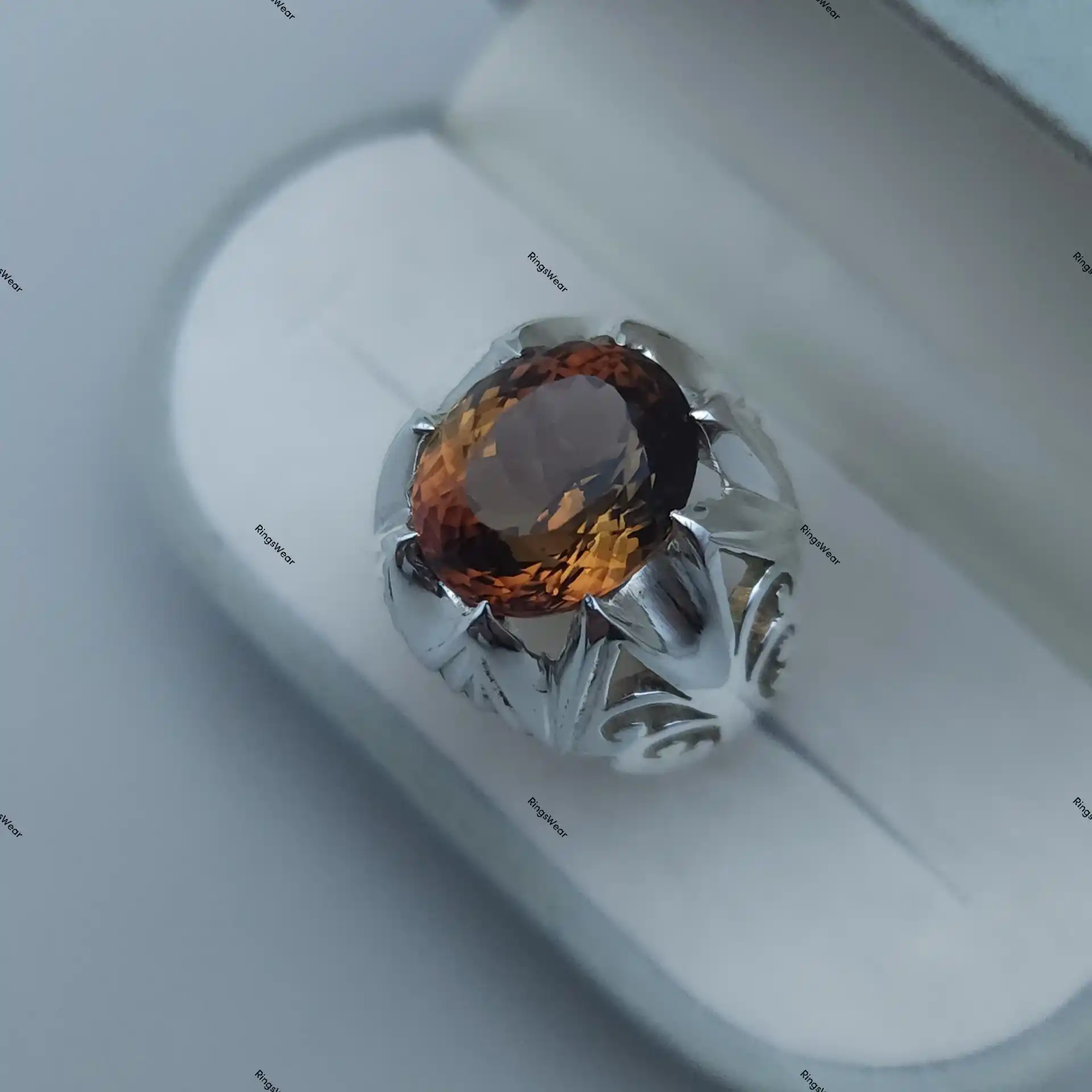 Genuine Imperial Topaz Sterling Silver Ring Oval Natural Stone For Men 5 Genuine Imperial Topaz Sterling Silver Ring Oval Natural Stone For Men - Image 5