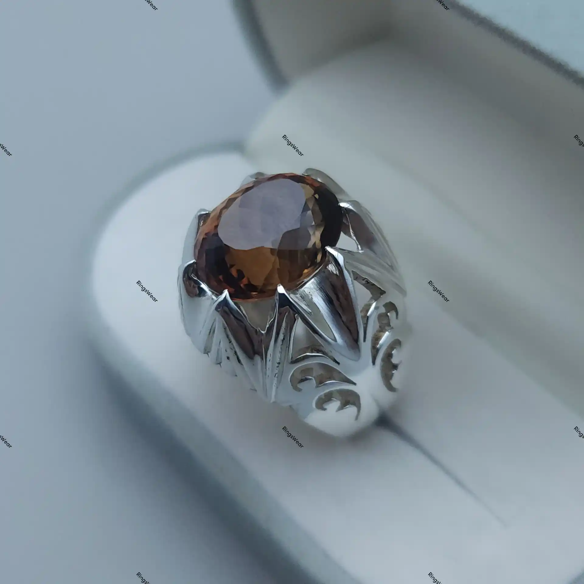 Genuine Imperial Topaz Sterling Silver Ring Oval Natural Stone For Men 6 Genuine Imperial Topaz Sterling Silver Ring Oval Natural Stone For Men - Image 6