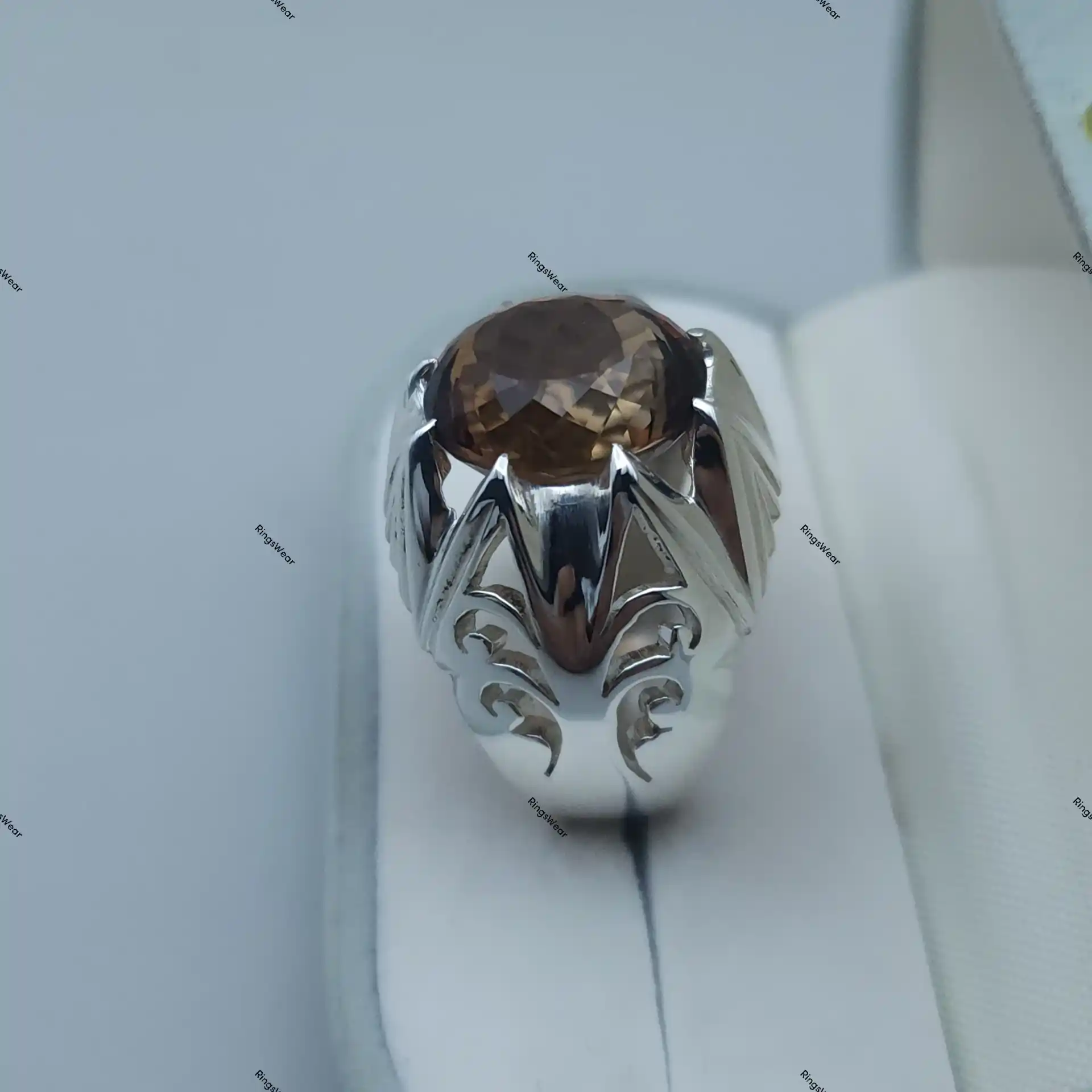 Genuine Imperial Topaz Sterling Silver Ring Oval Natural Stone For Men 7 Genuine Imperial Topaz Sterling Silver Ring Oval Natural Stone For Men - Image 7