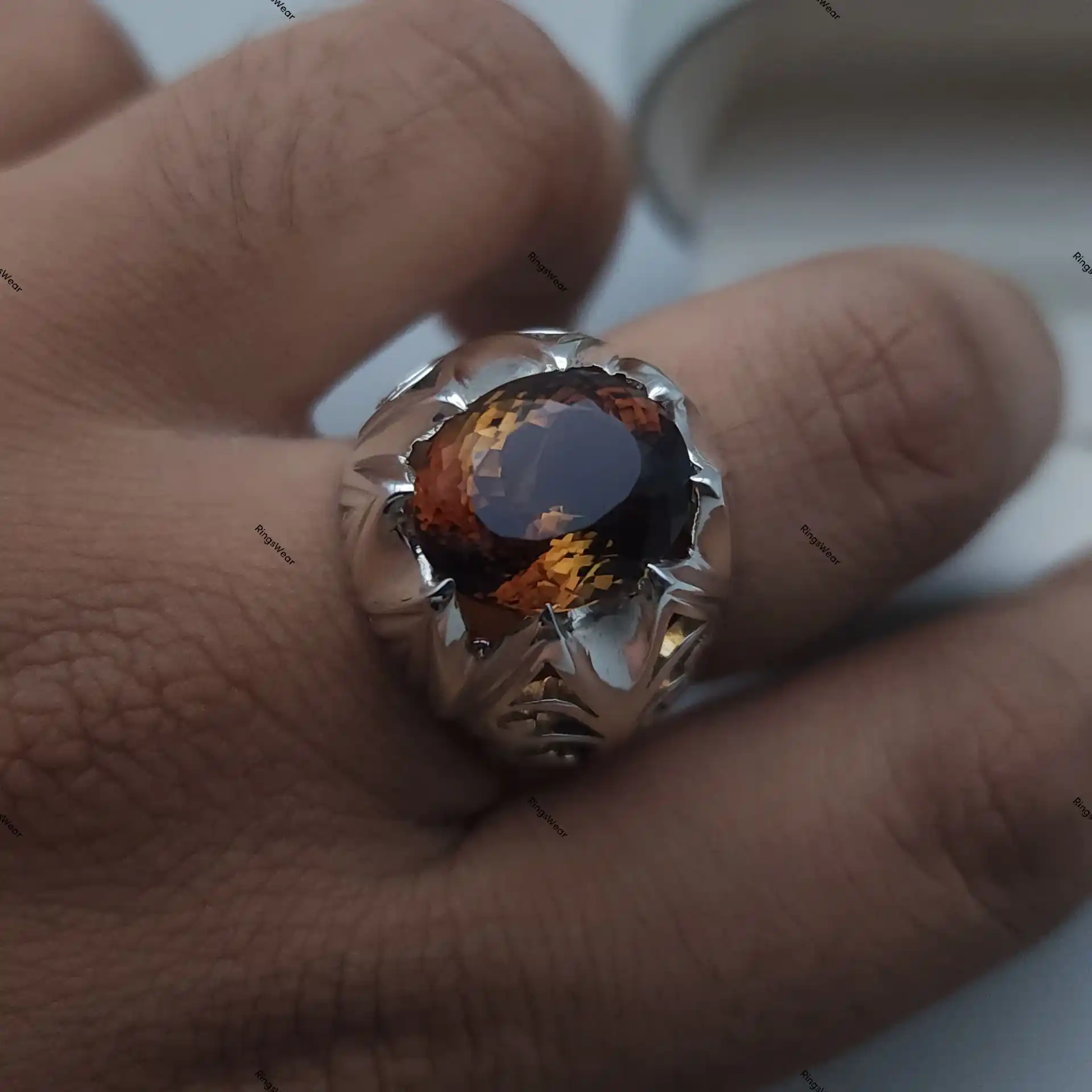 Genuine Imperial Topaz Sterling Silver Ring Oval Natural Stone For Men 10 Genuine Imperial Topaz Sterling Silver Ring Oval Natural Stone For Men - Image 10