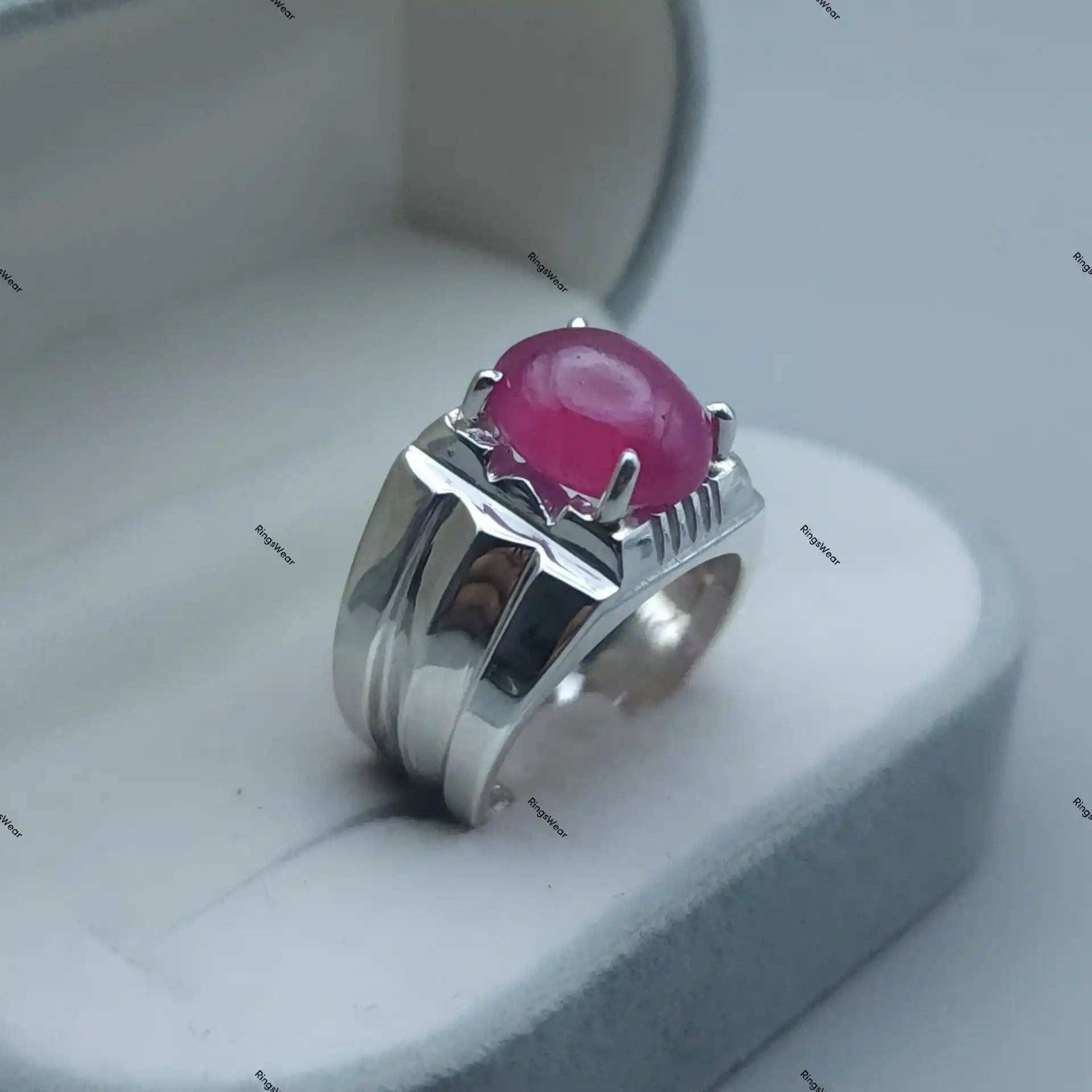 Large Ruby Ring For Men Natural Red Stone In 925 Silver 3 Large Ruby Ring For Men Natural Red Stone In 925 Silver - Image 3